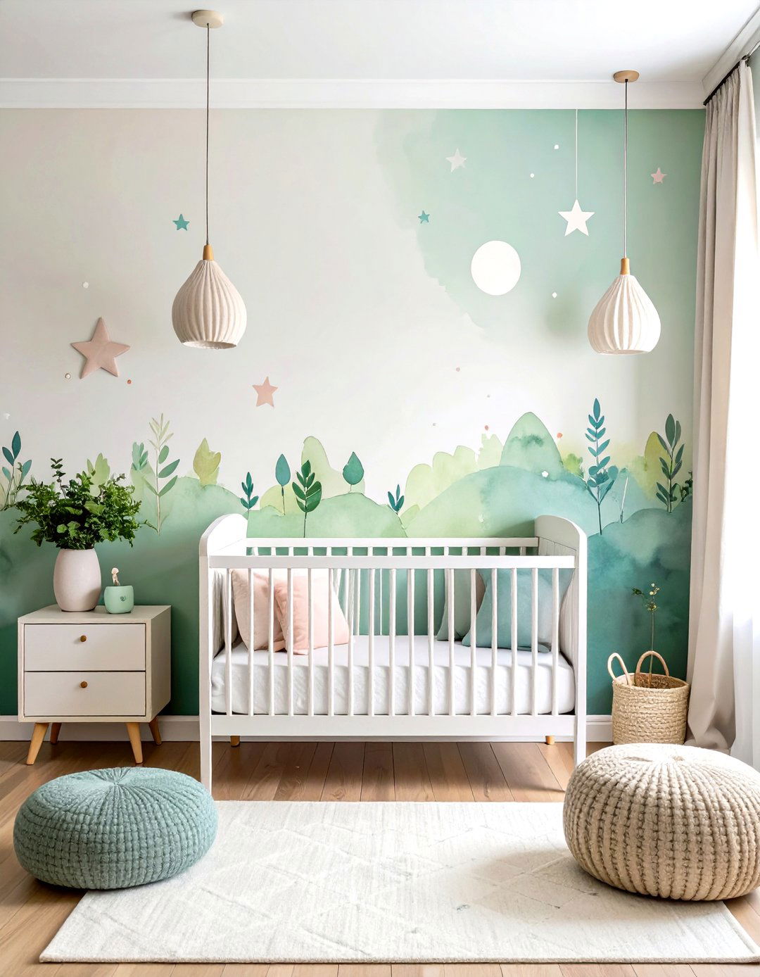 Hazy Watercolor Mural Accent Wall