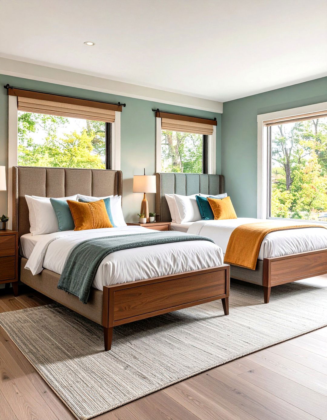 Head to Head Beds with Shared Center Console - 25 2 beds in one small room ideas