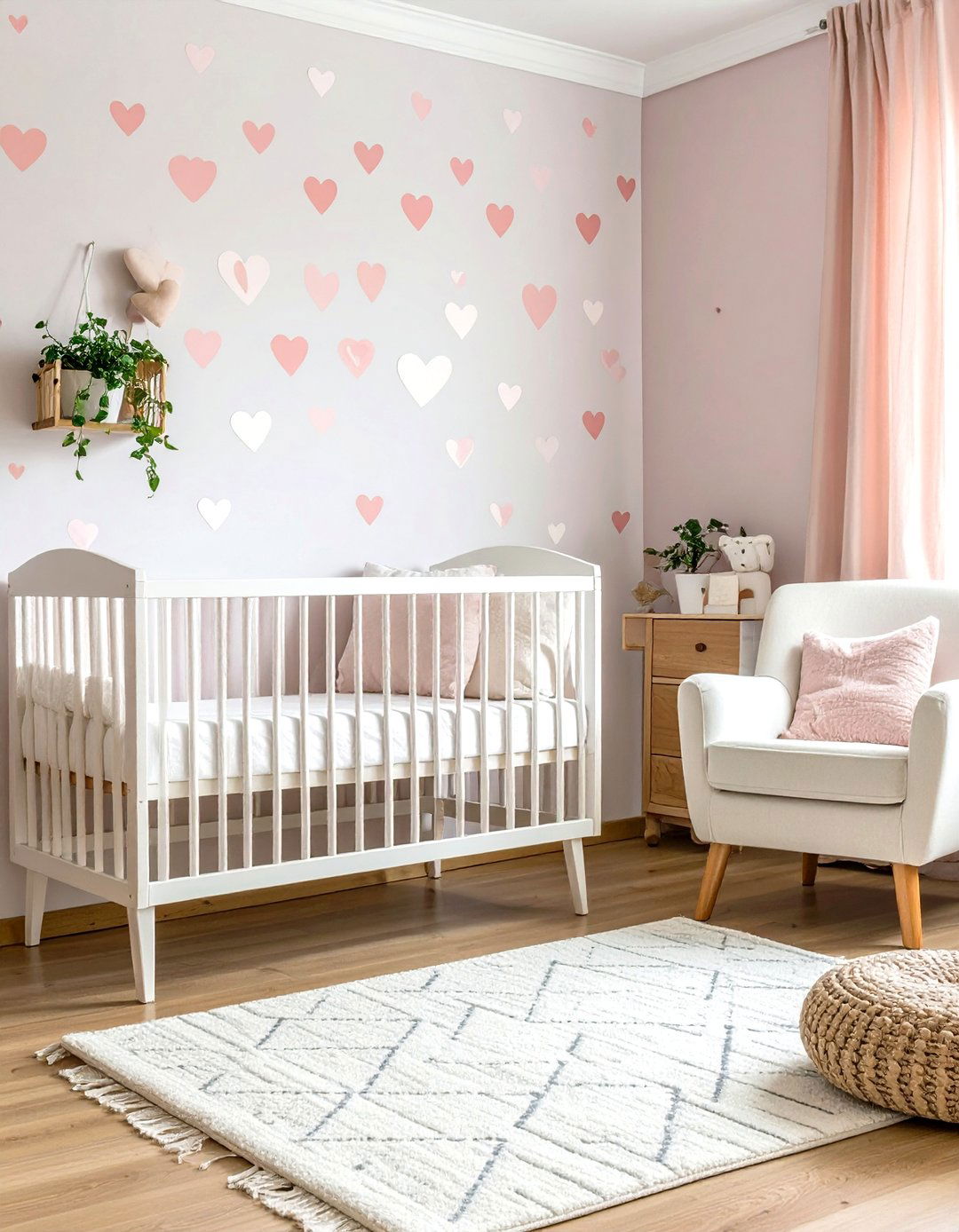 Heart Patterned Wallpaper Accent Wall - 25 nursery accent wall ideas