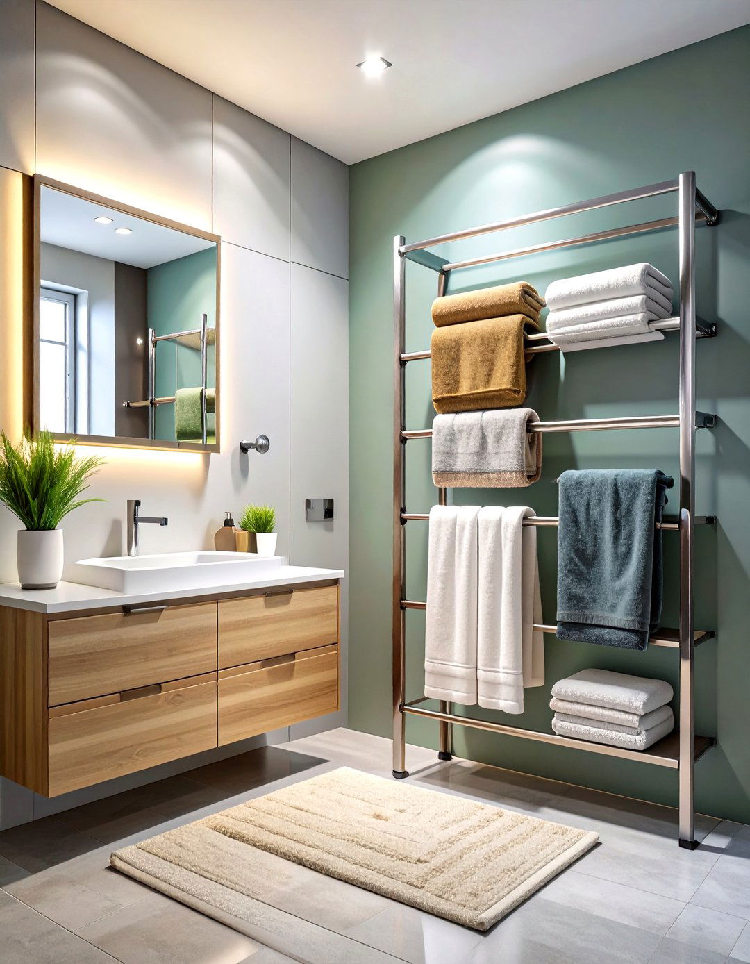 Heated Towel Ladder for Spa Inspired Warmth - 25 ensuite bathroom ideas