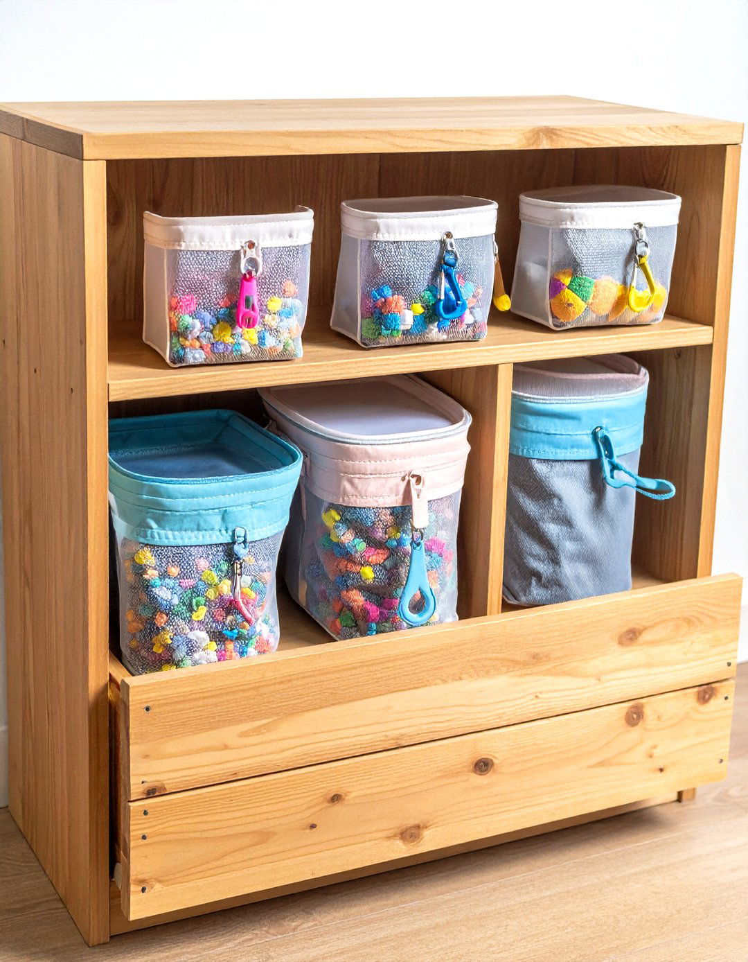 Heavy Duty Zip Bags Inside a Bench Keep Tiny Pieces Together - 25 outdoor toy storage ideas