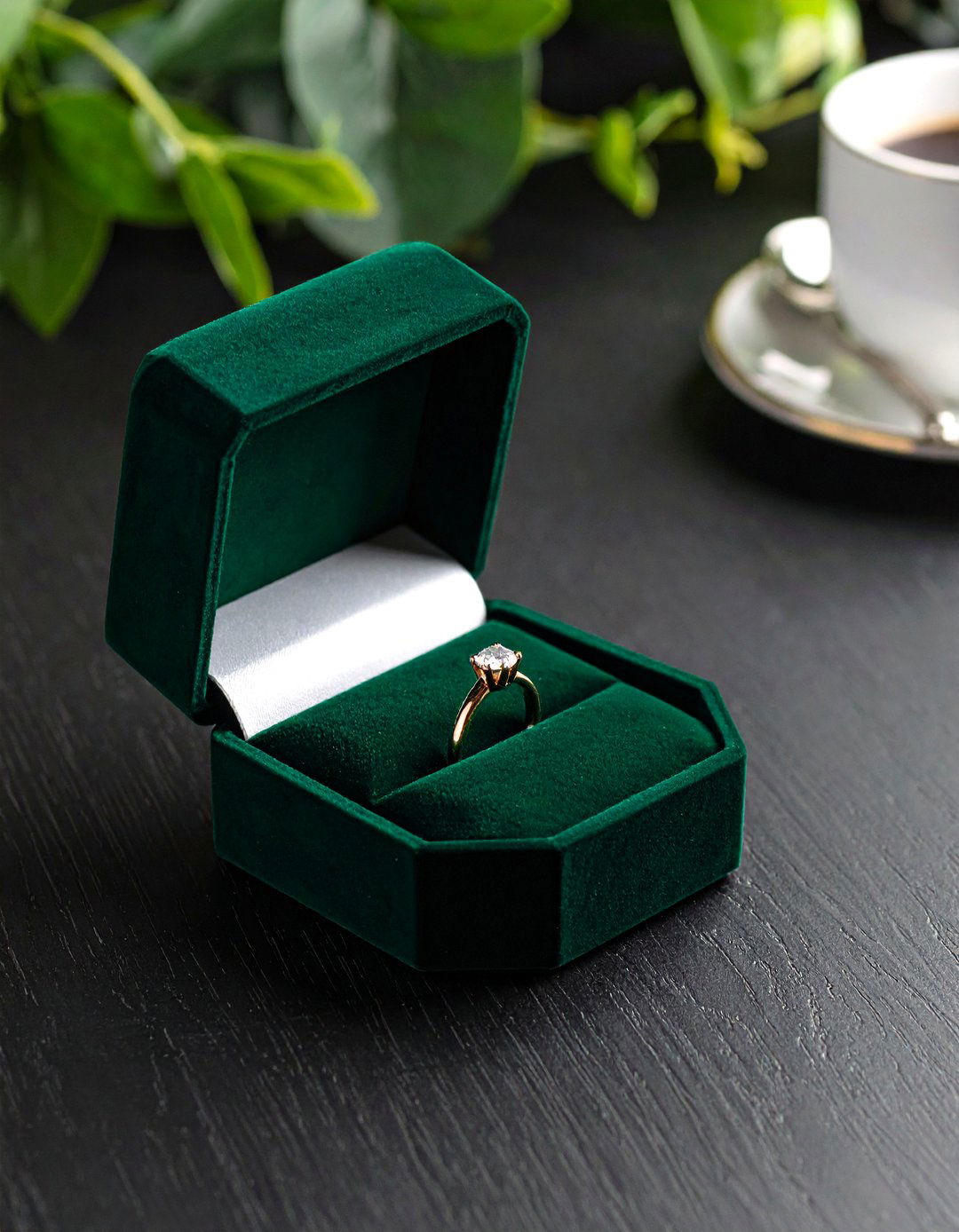Heirloom Ready Emerald Velvet Ring Boxes - 25 emerald green wedding ideas