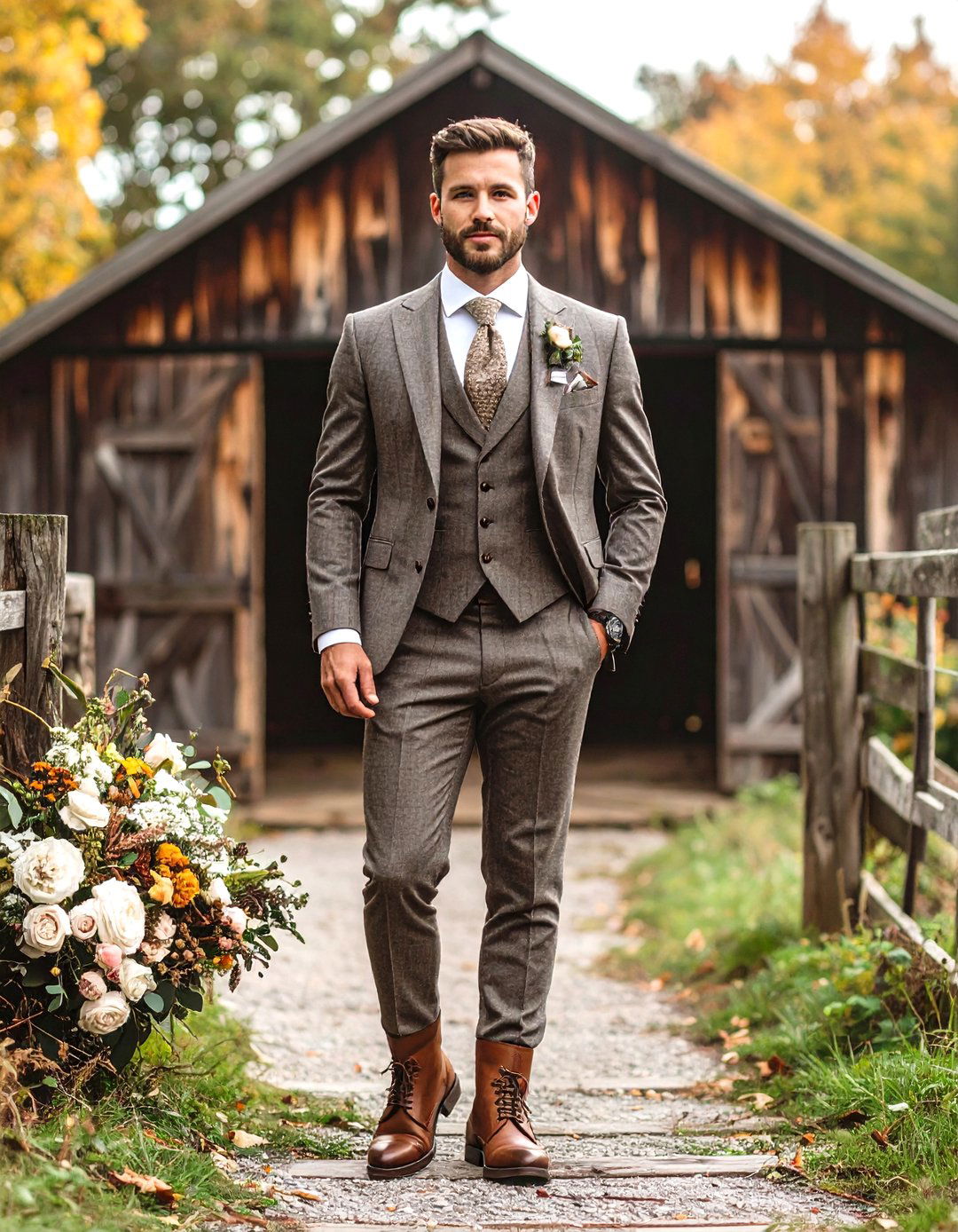 Heritage Tweed Three Piece Mens Wedding Outfit - 25 men's wedding outfit ideas