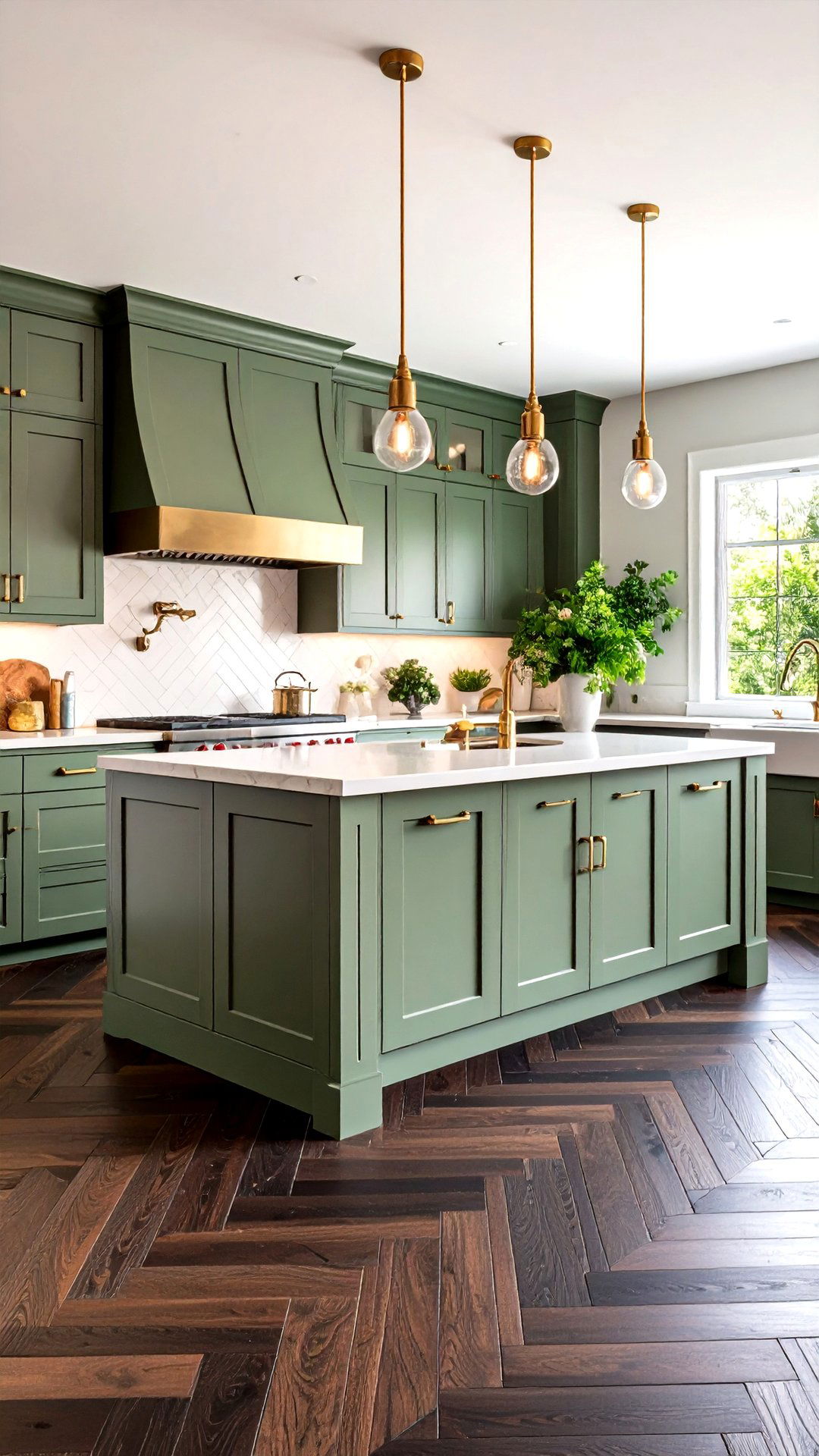 Herringbone Hardwood Drama - 25 black floor kitchen ideas