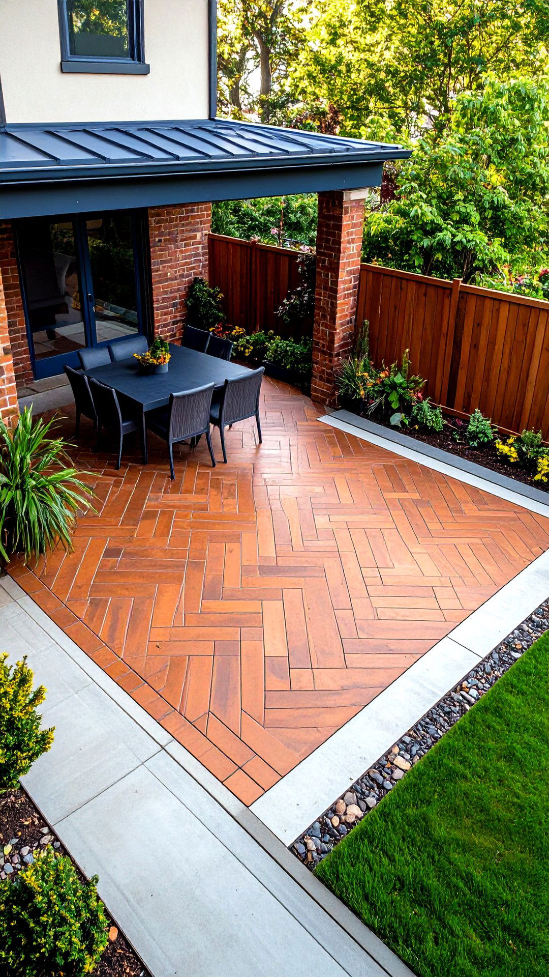 Herringbone Patio Extension - 25 brick landscaping ideas