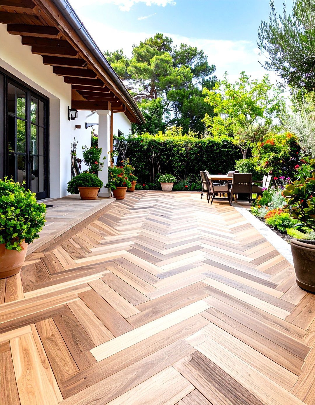 Herringbone Pattern for Visual Drama - 25 deck flooring ideas