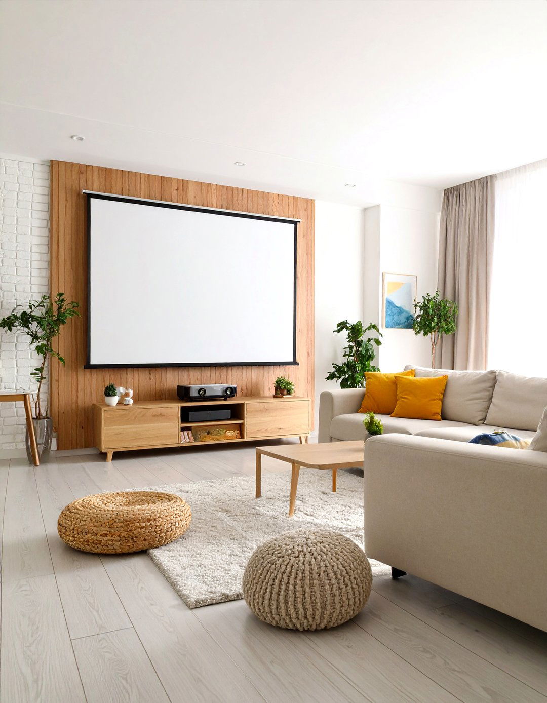 Hidden Projector Screens Transform the Living Room at Night - 25 apartment small living room ideas