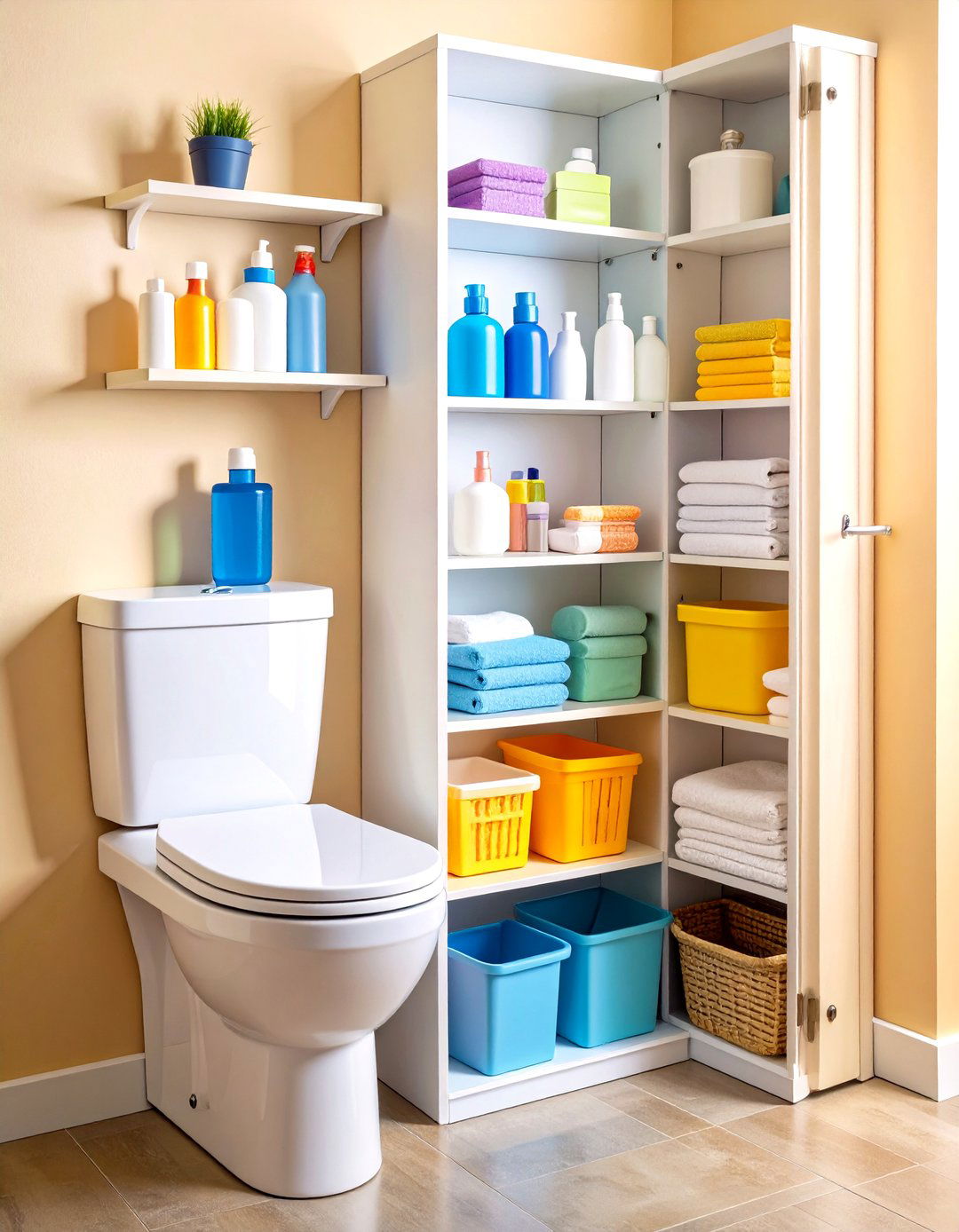 Hidden Pull Out Vertical Organizer - 25 over toilet storage ideas
