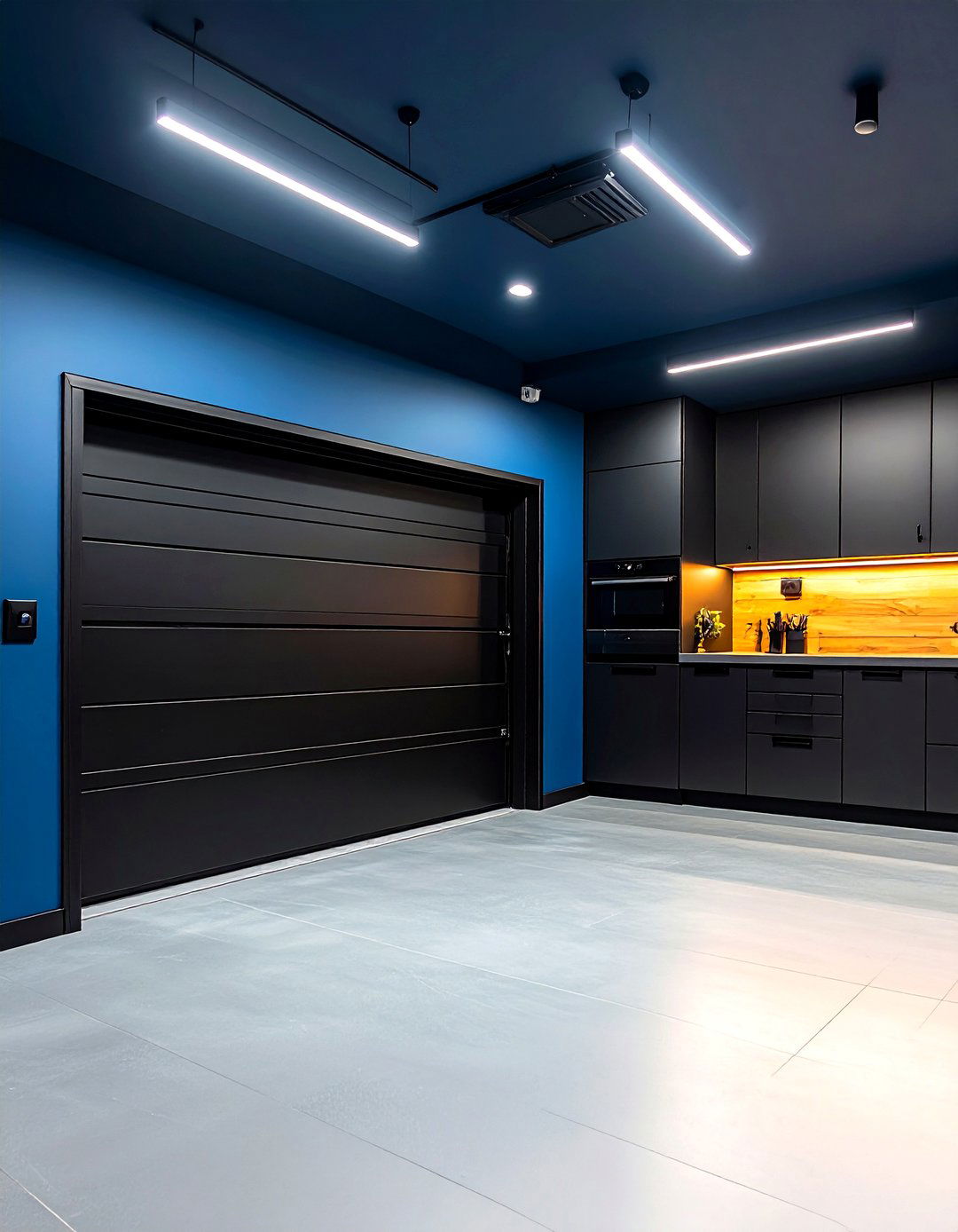 Hidden Storage Doors Keep a Black Garage Tidy - 25 black garage ideas
