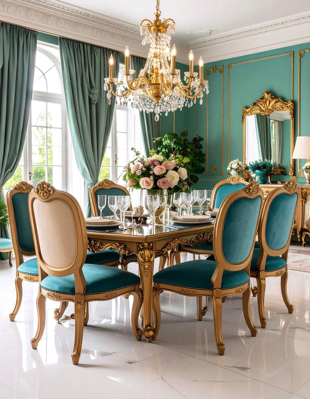 High Back Dining Chairs with Luxurious Upholstery - 25 parisian dining room ideas