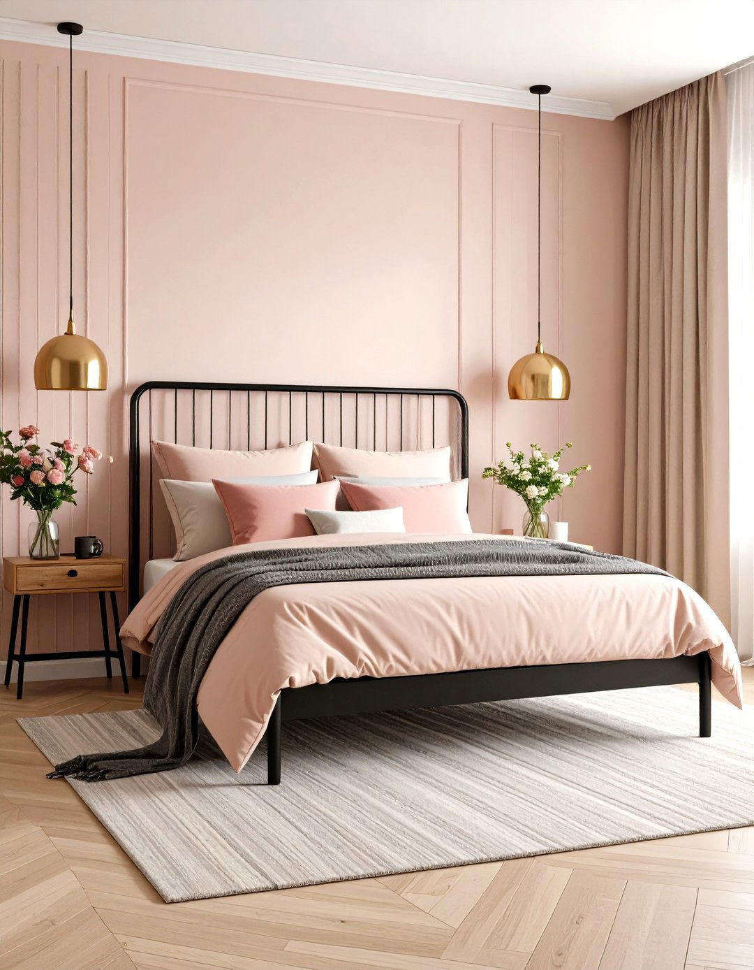 High Contrast Black Lines with Pastels - 25 pastel bedroom ideas