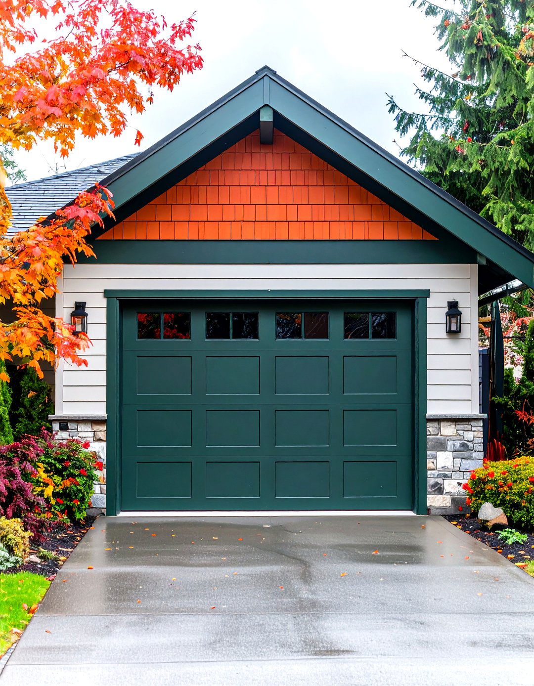 High Contrast Color Blocking Trim - 25 exterior garage door trim ideas