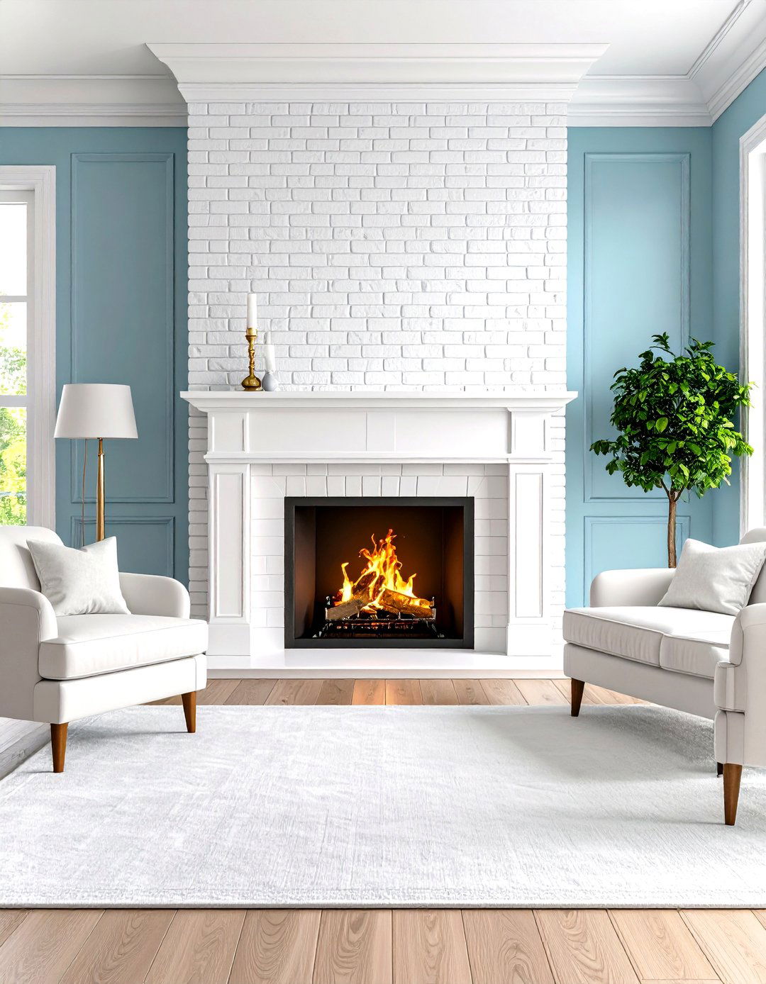 High Gloss Enamel Painted Brick Fireplace - 25 painted brick fireplace ideas