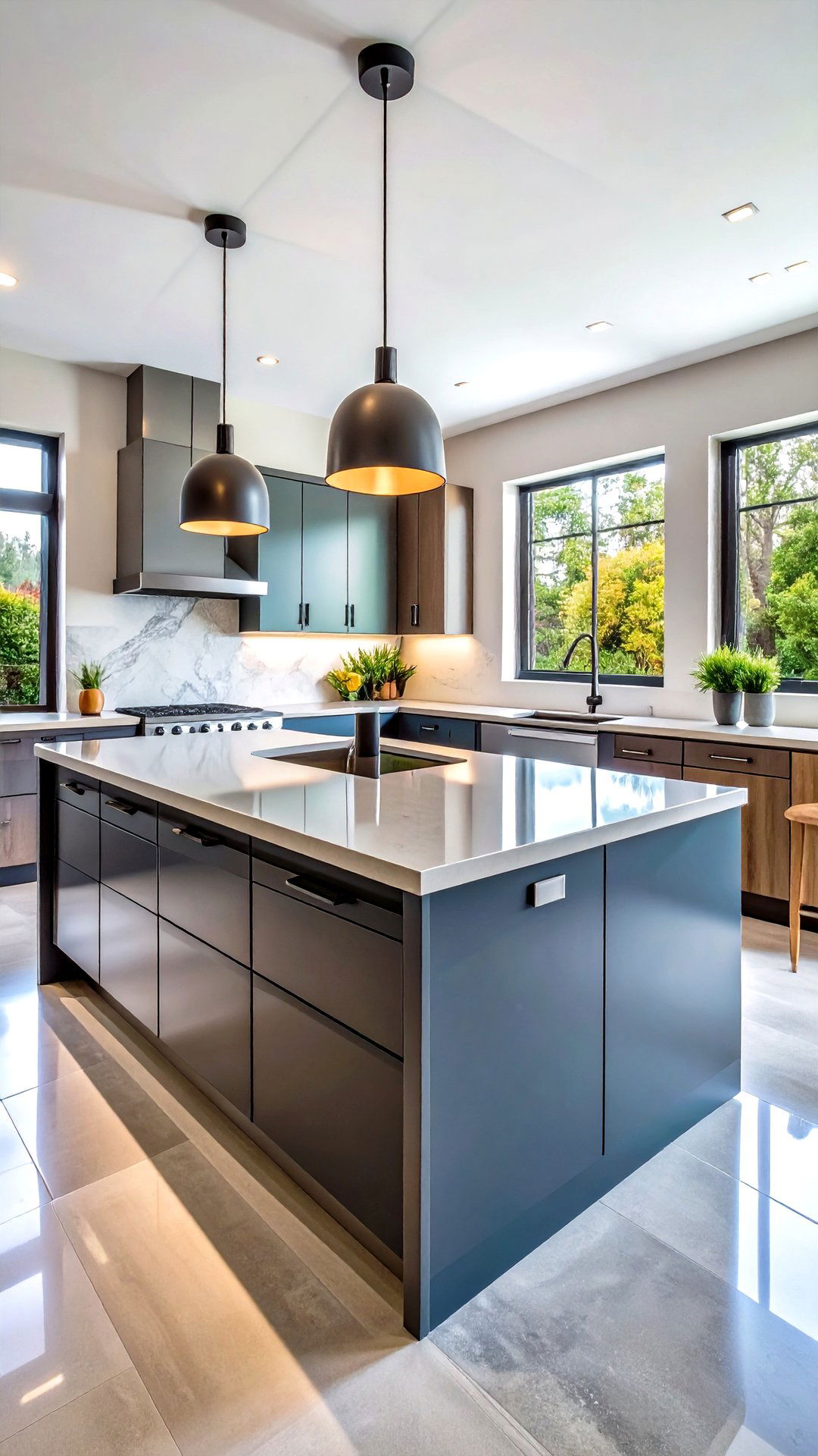 High Gloss Polished Concrete Countertop for Reflective Drama - 25 concrete countertop ideas
