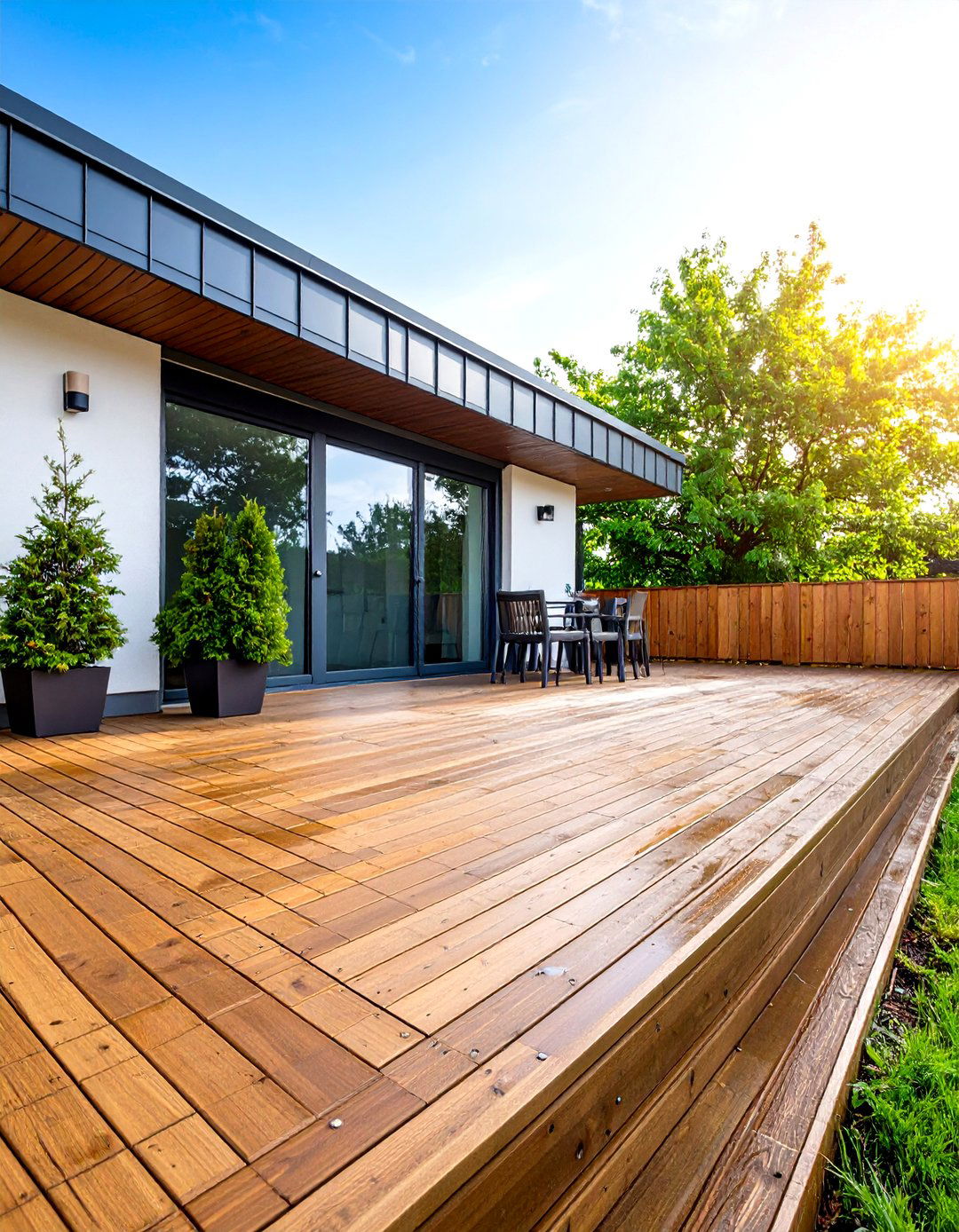Horizontal Cedar Slat Deck Fascia - 25 deck fascia ideas