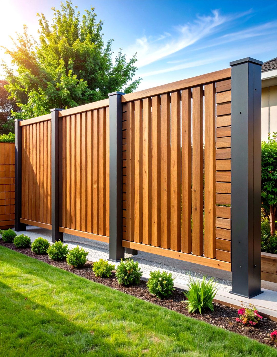 Horizontal Slatted Wood Privacy Screen - 25 outdoor privacy screen ideas