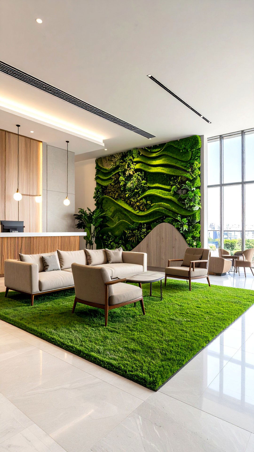 Hotel Lobby Texture Grass Wall Mural - 25 artificial grass wall design ideas