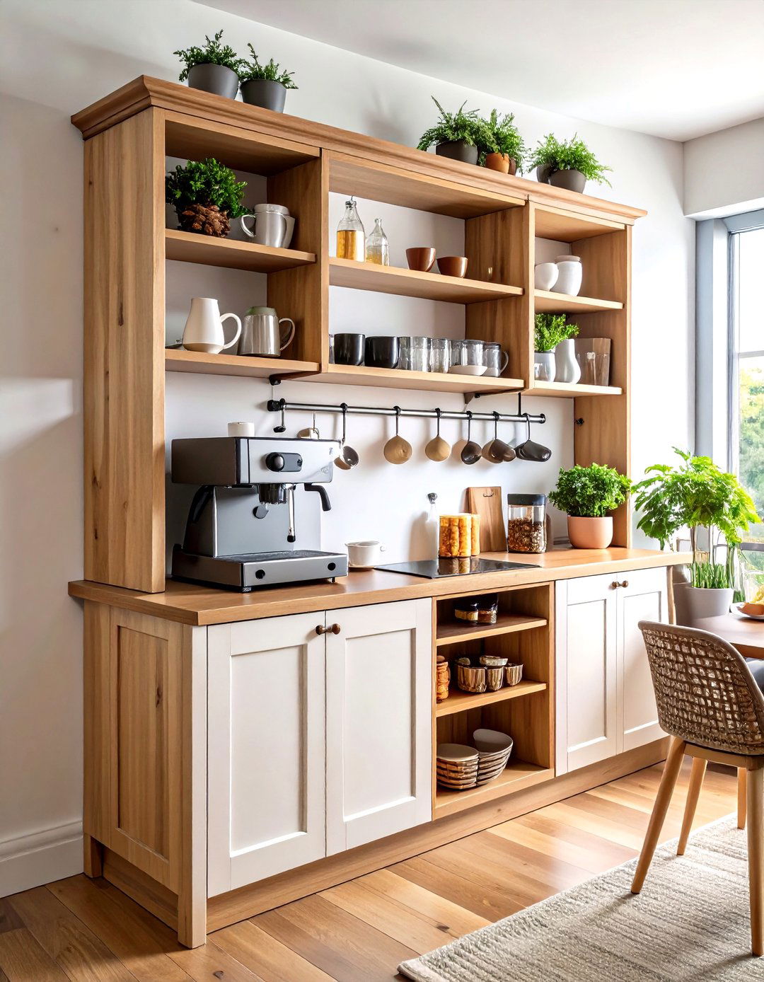 Hutch Turned Coffee and Tea Bar - 25 dining room hutch ideas