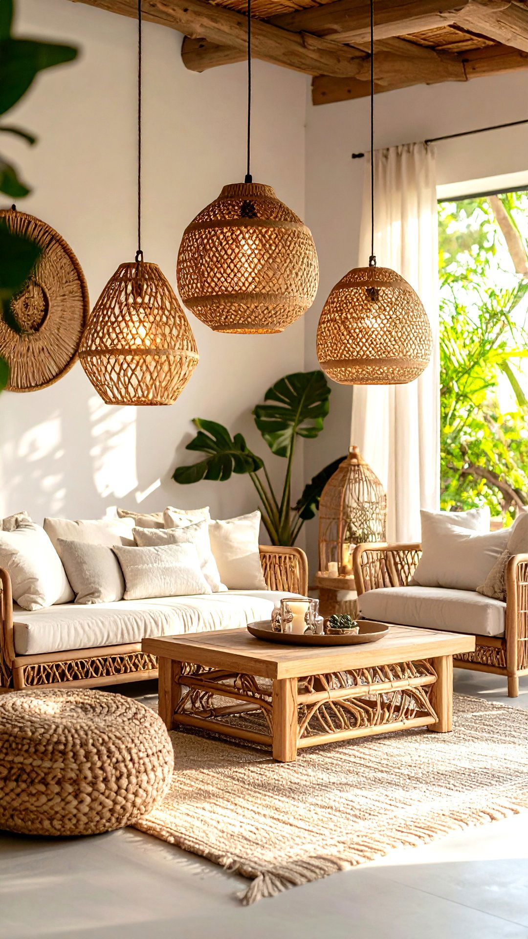 Illuminate With Woven Lighting - 25 coastal living room ideas