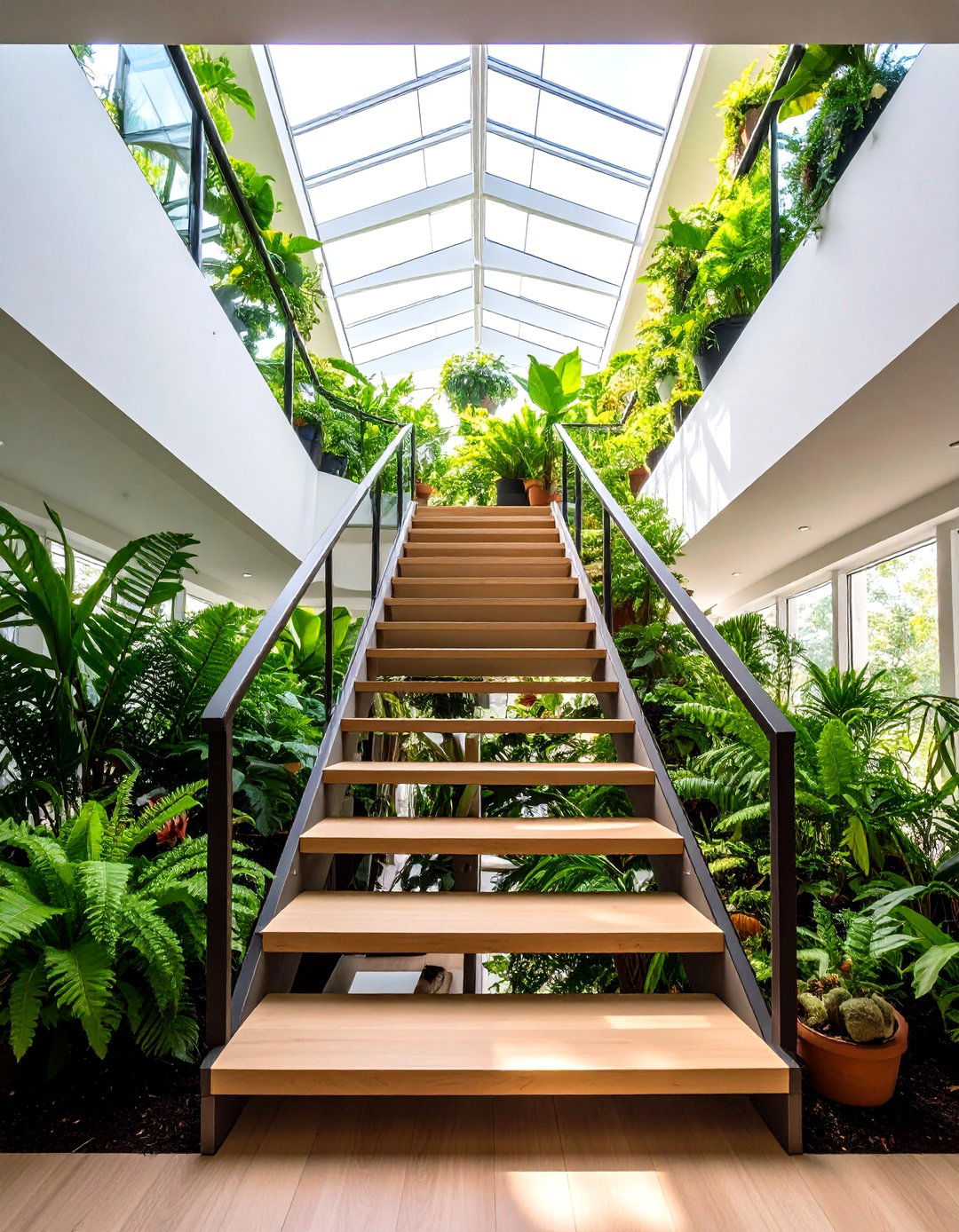 Indoor Garden and Light Well Stair - 25 open staircase ideas