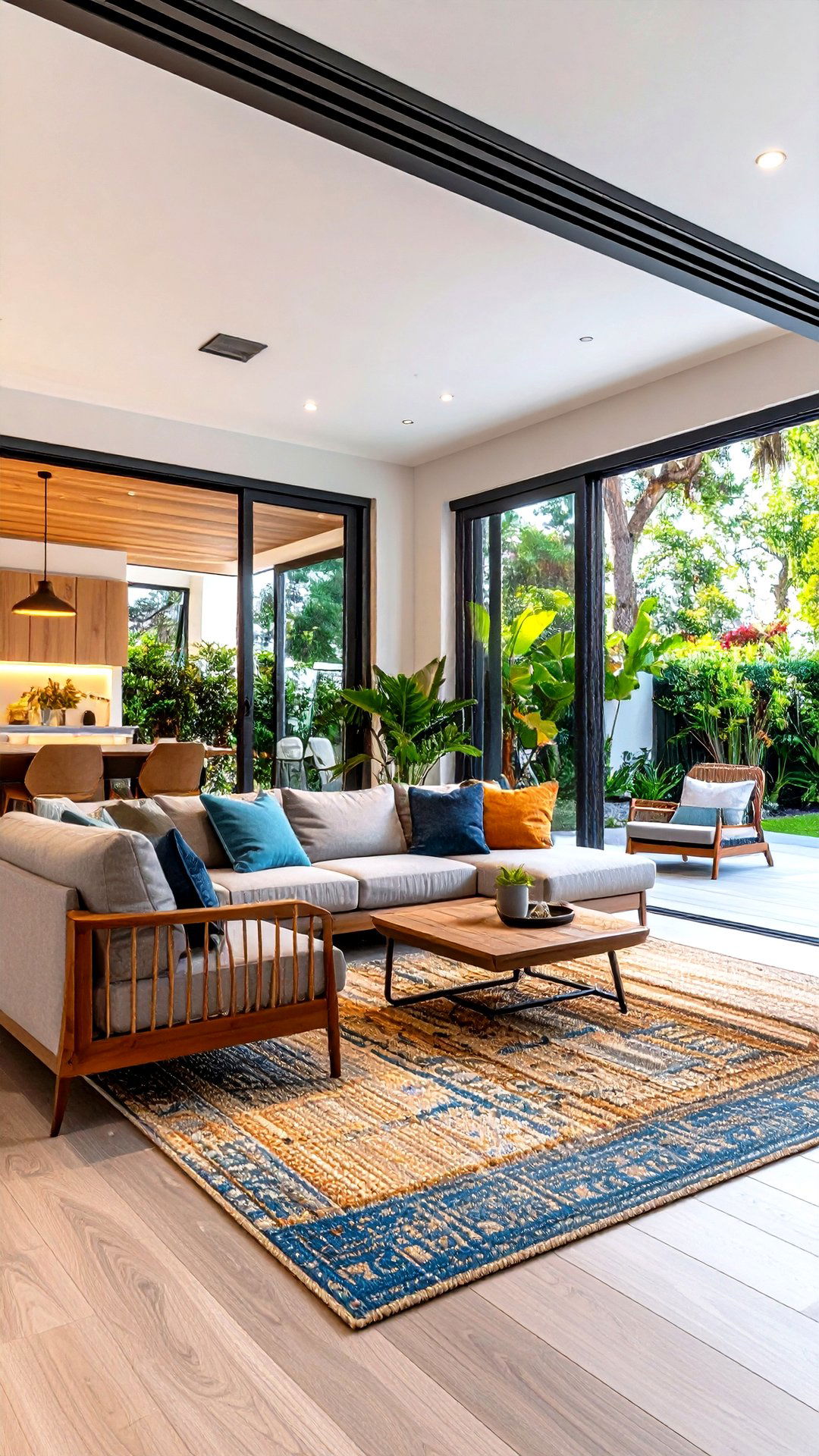Indoor Outdoor Flow via Wide Sliding Doors - 25 aesthetic living room ideas