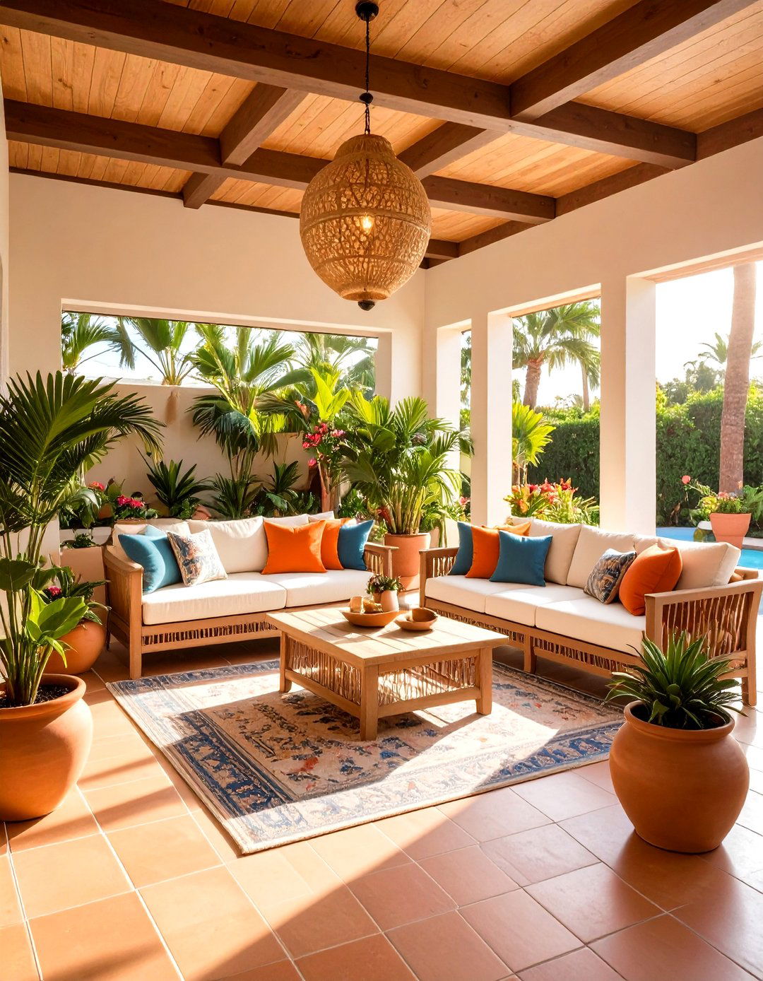 Indoor Outdoor Sunroom Bathed in Sunset Shades - 25 orange room ideas