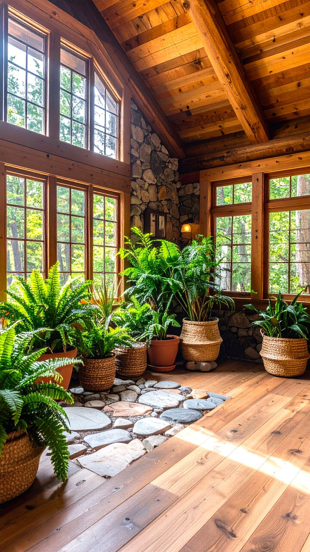 Indoor Plants Soften Cabin Lines - 25 cabin decor ideas