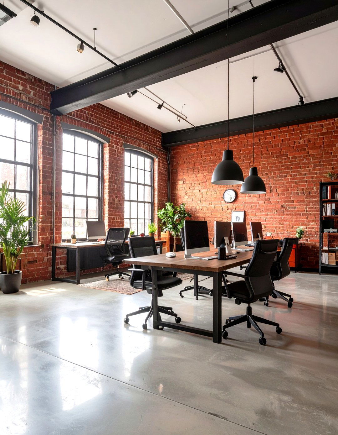 Industrial Brick Office Wallpaper for Loft Character - 25 office wallpaper ideas