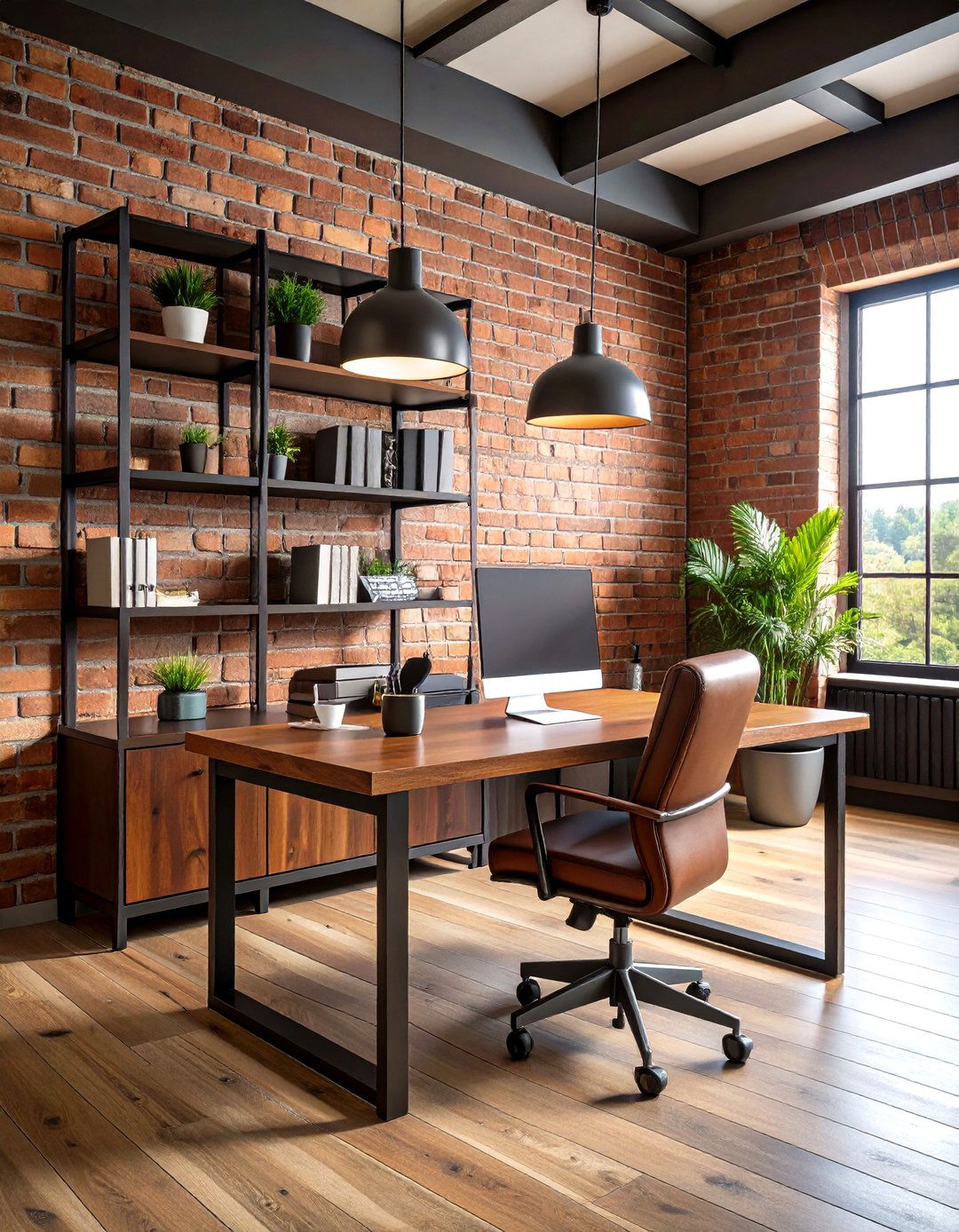 Industrial Brick Veneer - 25 office accent wall ideas
