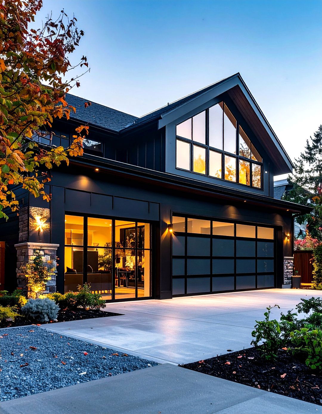 Industrial Glass Panels Add Light to a Black Garage - 25 black garage ideas