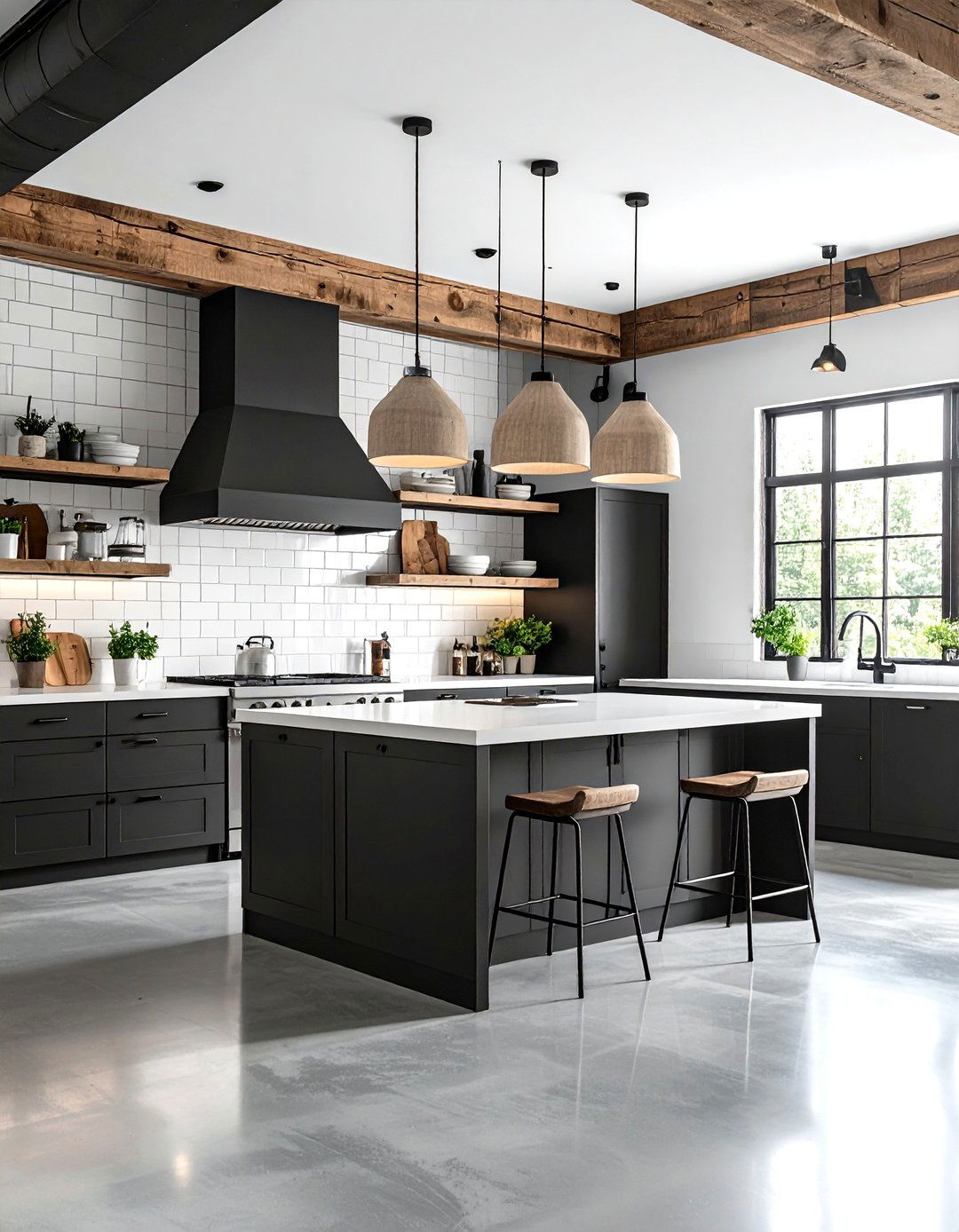Industrial Loft Black and White Kitchen - 25 black and white kitchen ideas