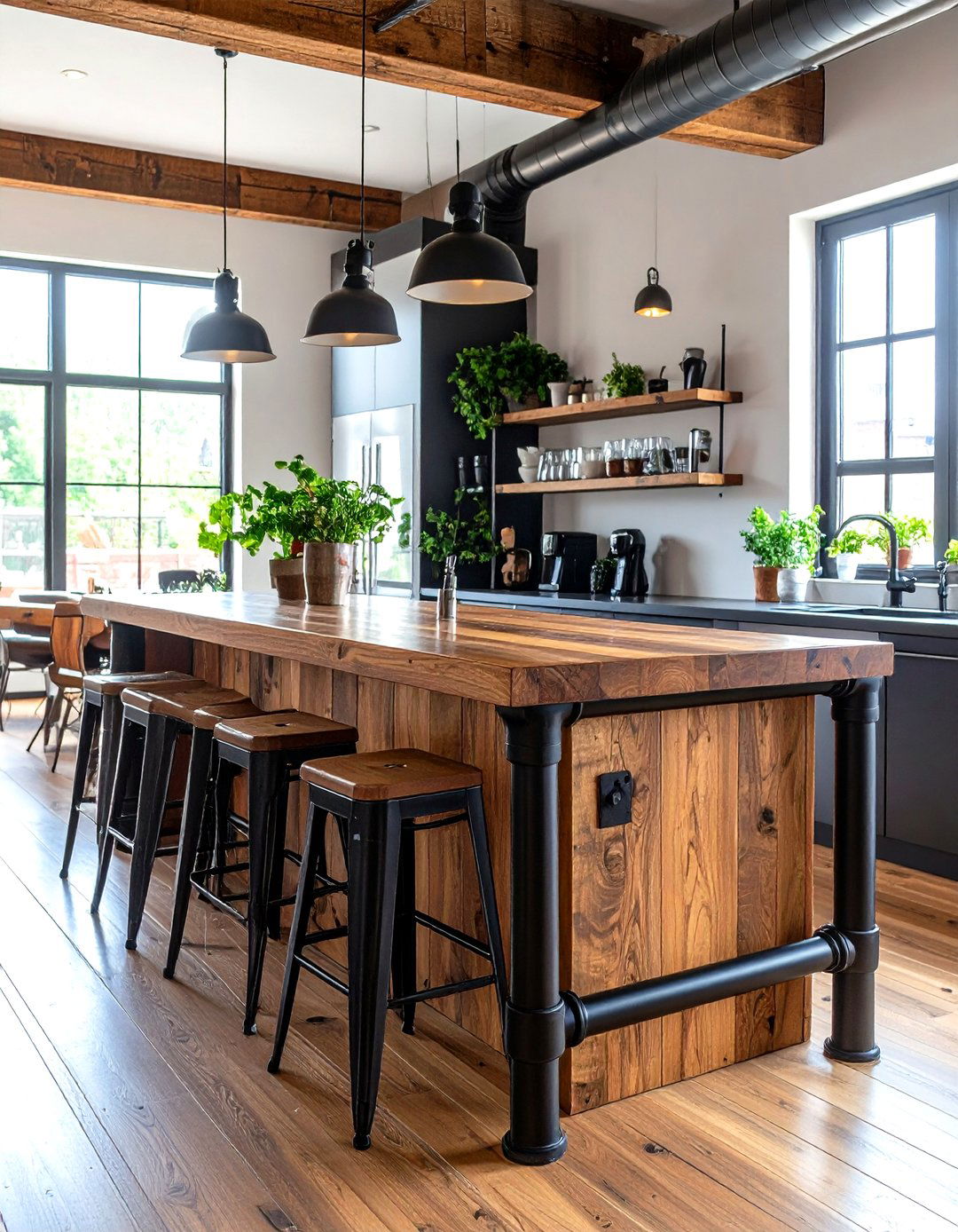 Industrial Pipe Framed Breakfast Bar - 25 breakfast bar ideas