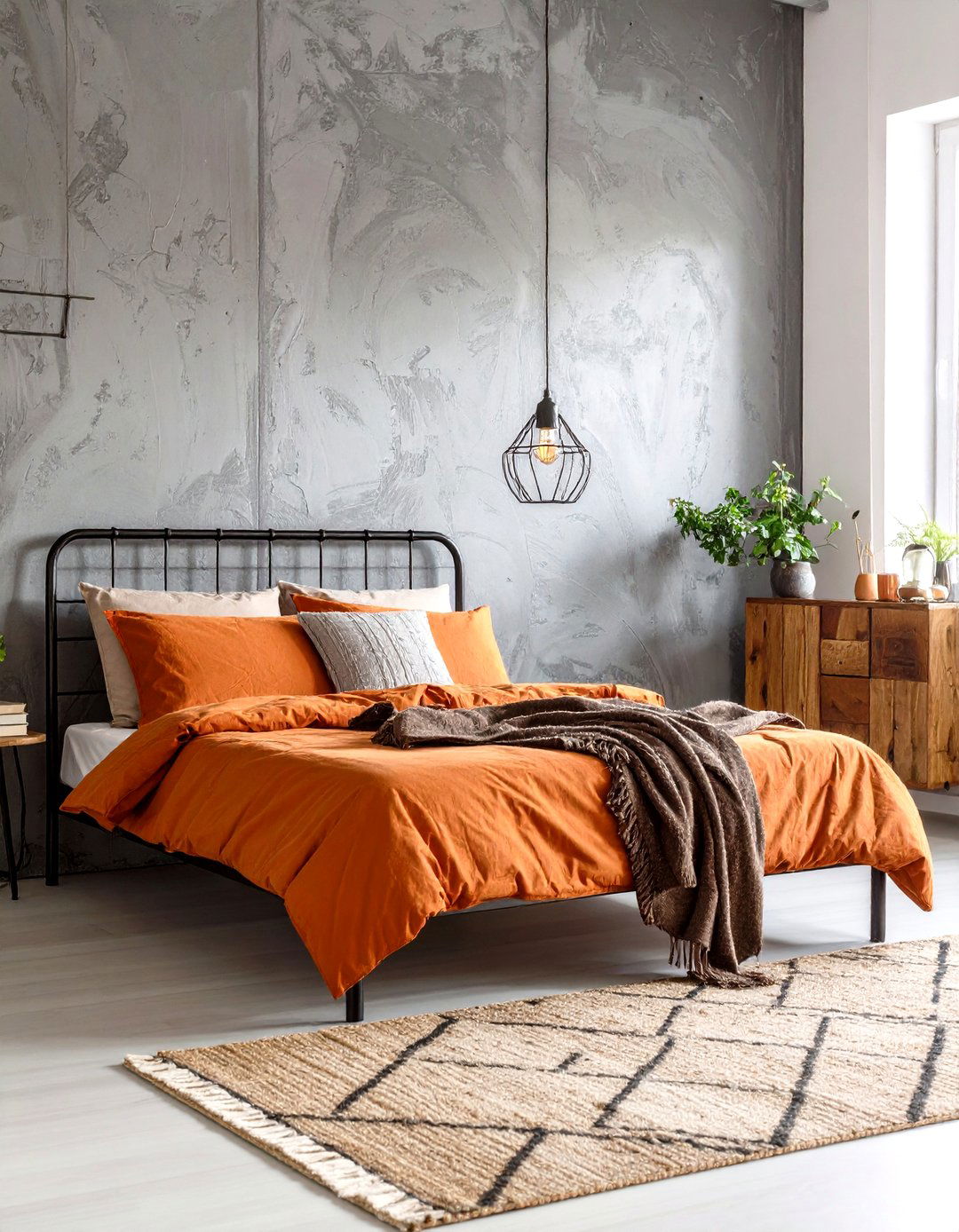 Industrial Rust and Charcoal Combo - 25 orange bedroom ideas