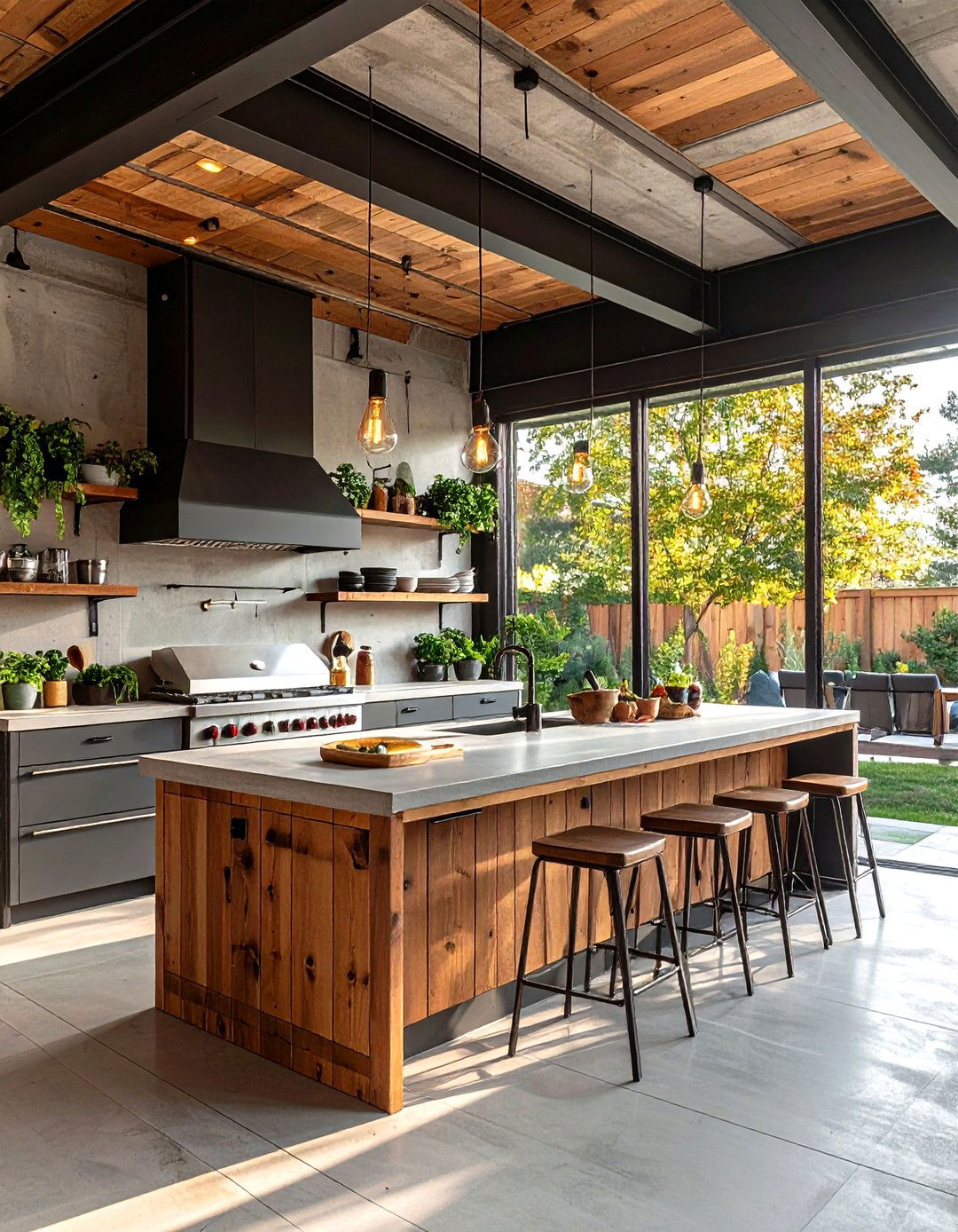 Industrial Style Steel and Concrete Outdoor Kitchens - 25 outdoor kitchen designs