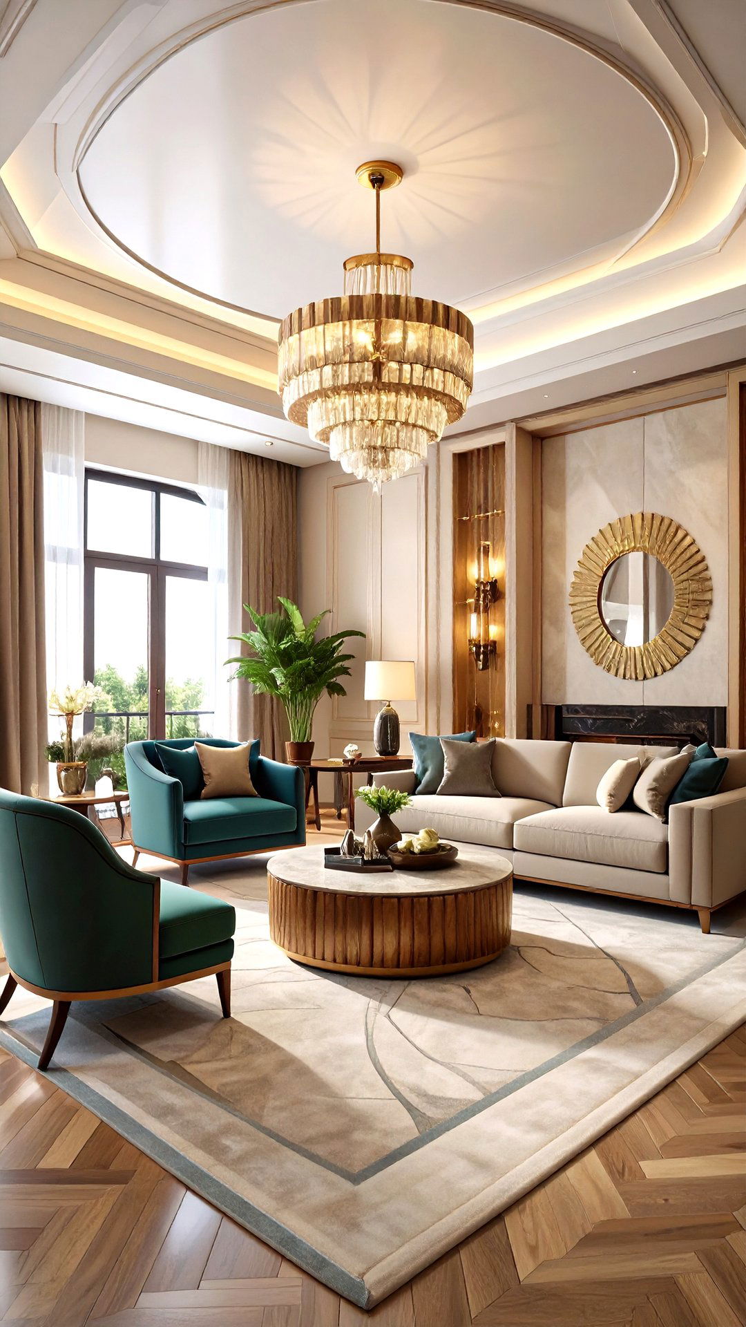 Inlaid Wall Paneling Adds Depth to an Art Deco Living Room - 25 art deco living room ideas
