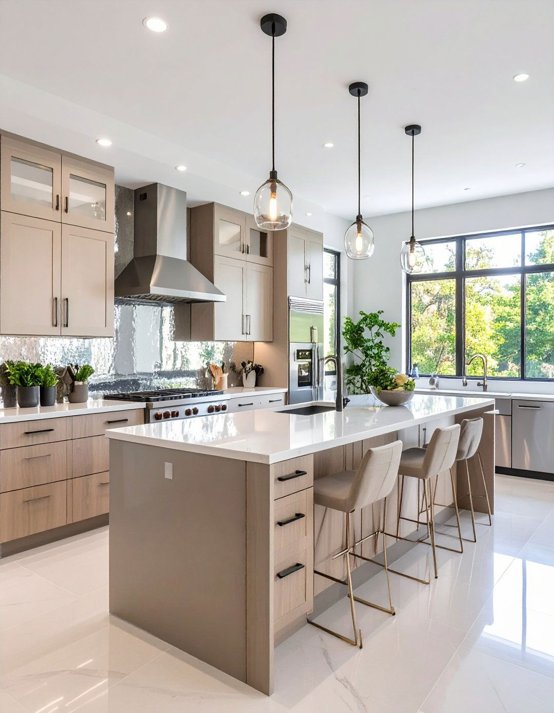 Install a Mirrored or Metallic Backsplash - 25 one wall kitchen ideas