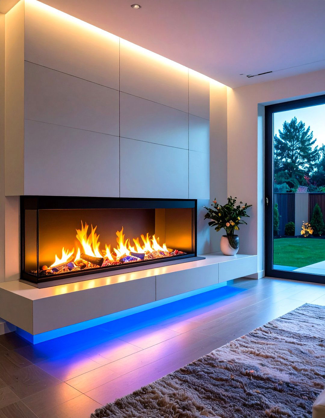 Install a Smart Electric Ribbon - 25 off-center fireplace ideas