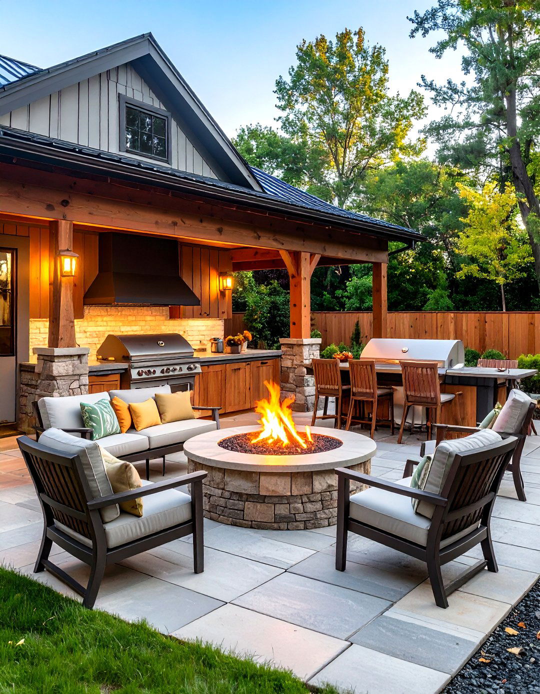 Integrated Fire Pits and Cooking Zones - 25 outdoor kitchen designs