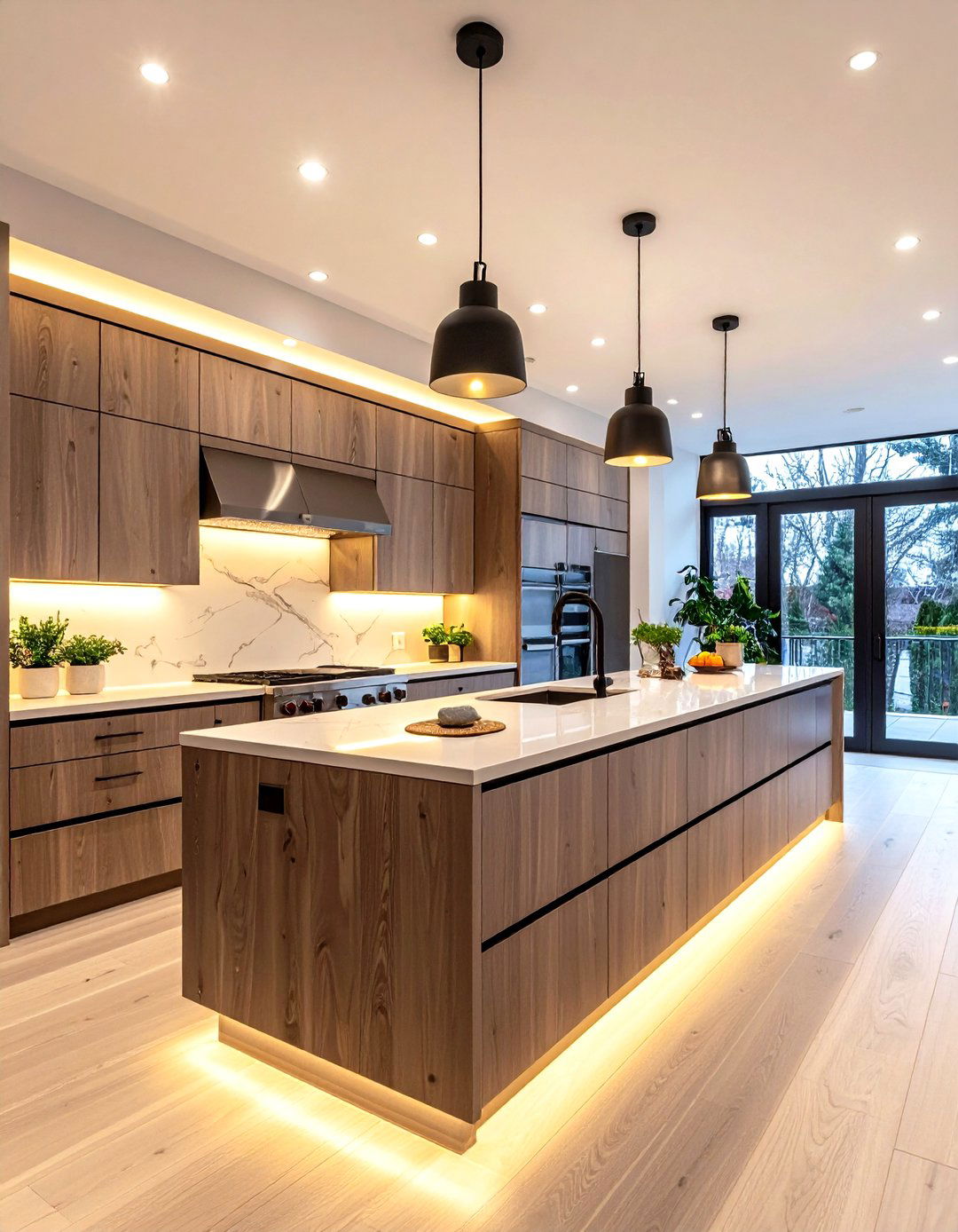 Integrated LED Strips Brighten the Workflow - 25 galley kitchen ideas