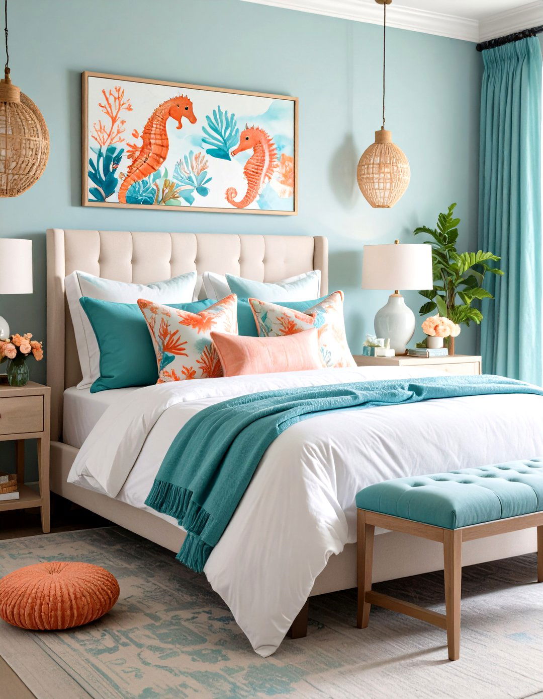 Introduce Sea Life Motifs Subtly - 25 ocean-themed bedroom ideas