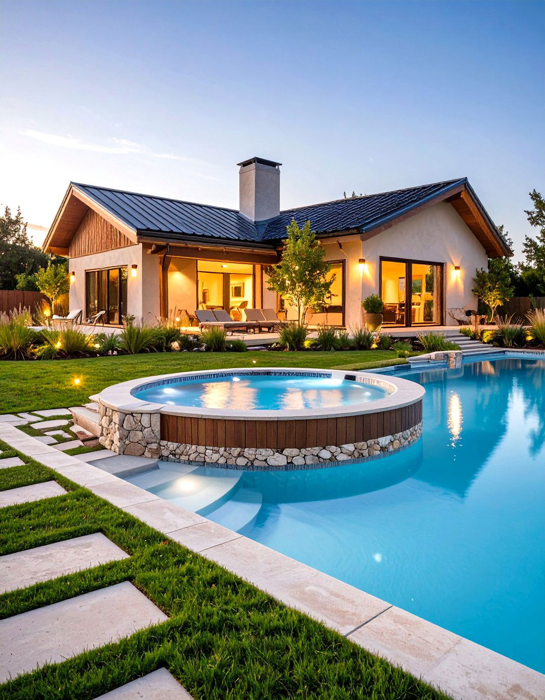 Island Spa in the Center - 25 lagoon pool ideas