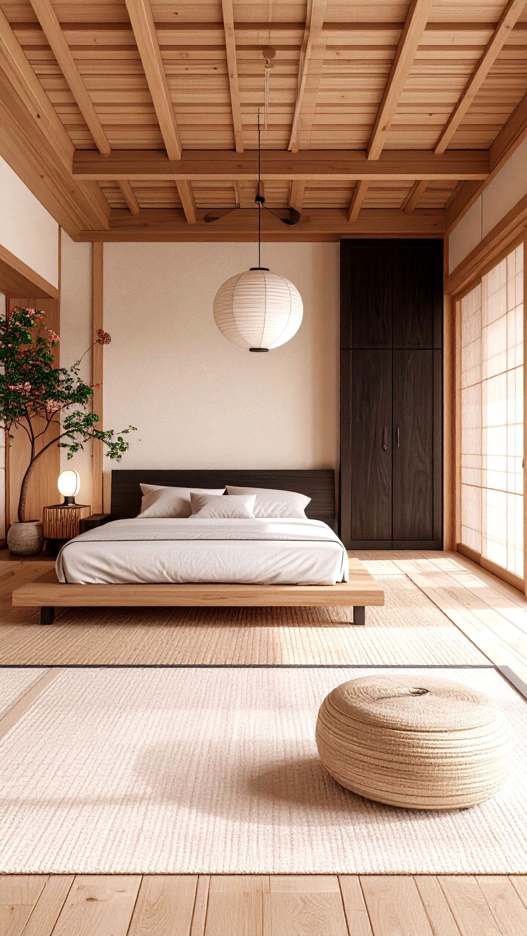 Japandi Calm in a Black and Beige Bedroom - 25 black and beige bedroom design ideas