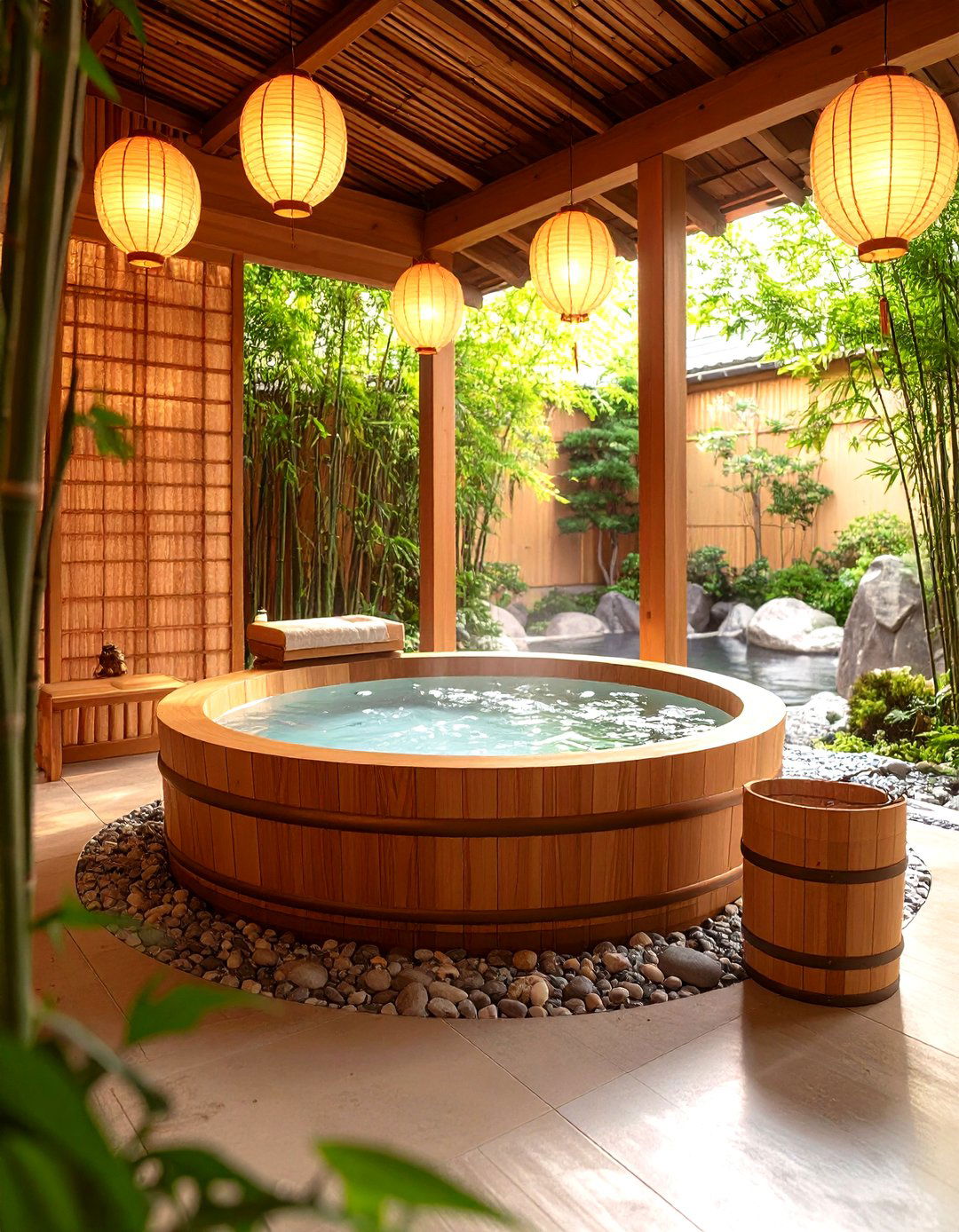 Japanese Style Hinoki Soak - 25 outdoor bathroom ideas