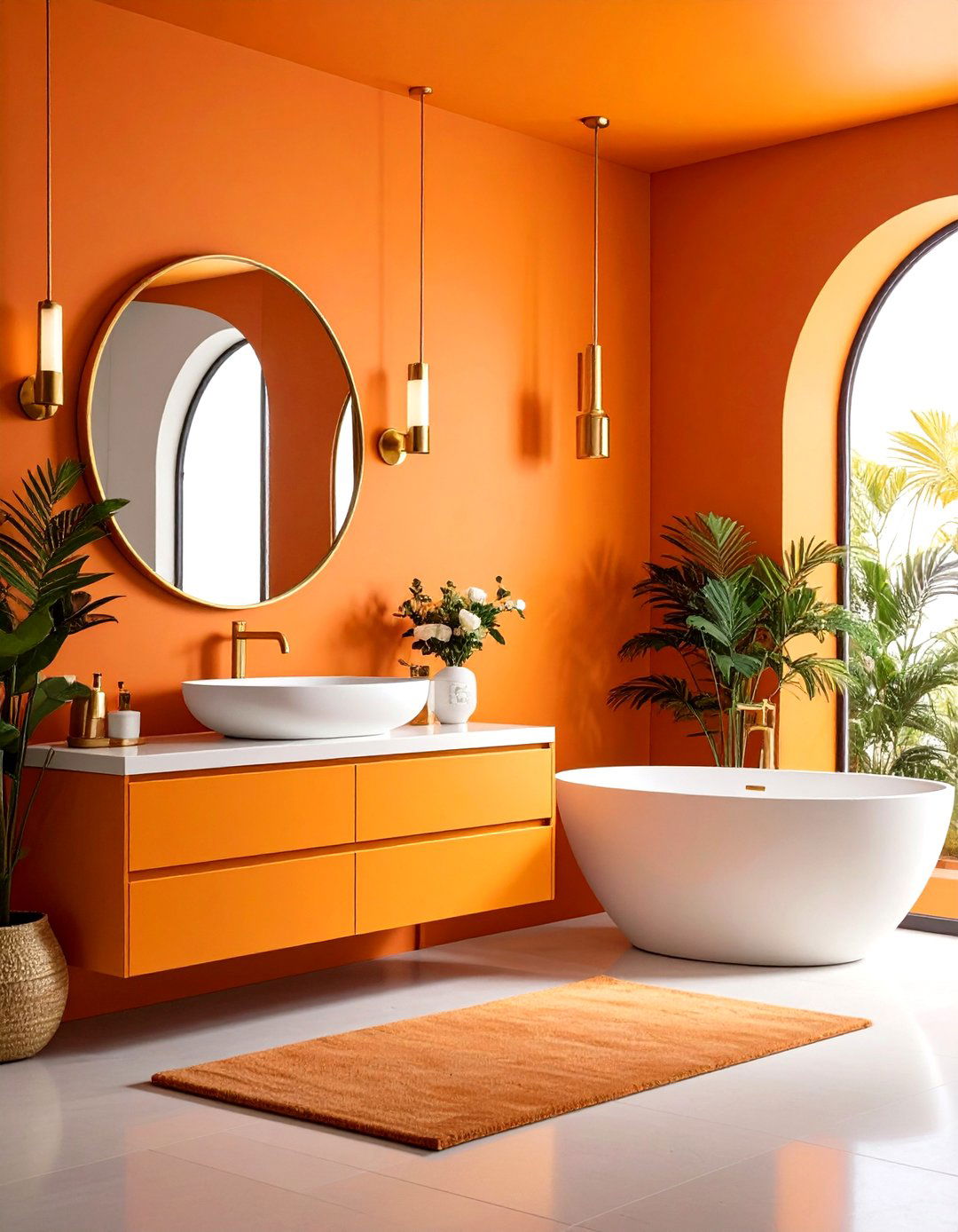 Jewel Box Powder Room in Fiery Orange - 25 orange room ideas