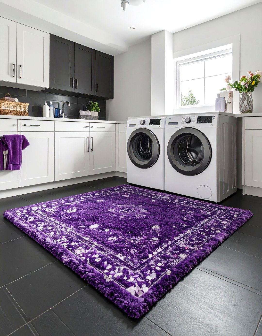 Jewel Tone Accent Rug Laundry Room - 25 dark & moody laundry room ideas