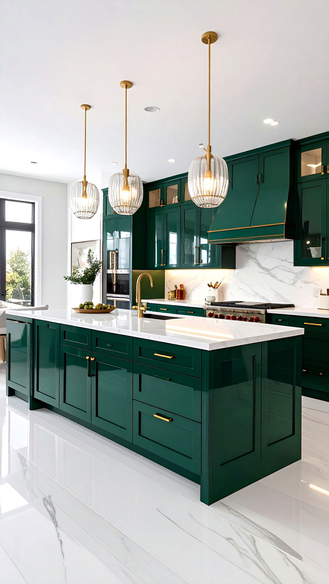Jewel Tone Lacquered Cabinetry with Mirror Like Sheen - 25 art deco kitchen ideas