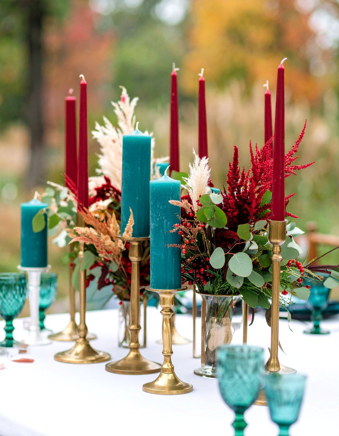 Jewel Tone Taper Candle Clusters Fall Wedding Decor - 25 fall wedding décor ideas