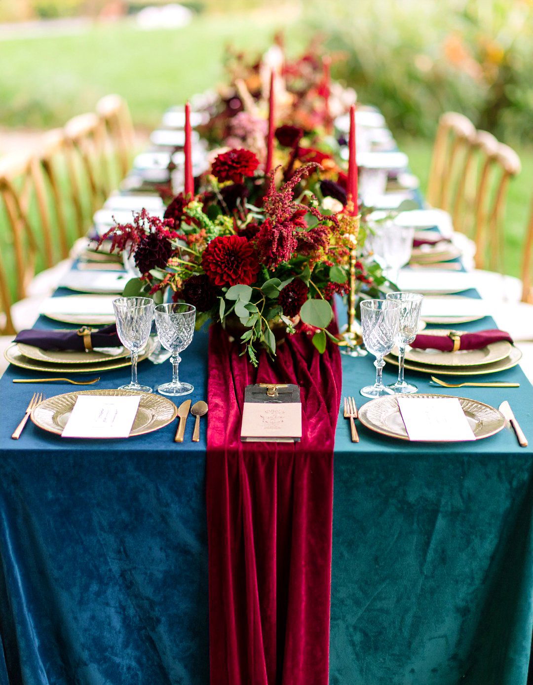 Jewel Tone Velvet Tablescape Fall Wedding Decor - 25 fall wedding décor ideas
