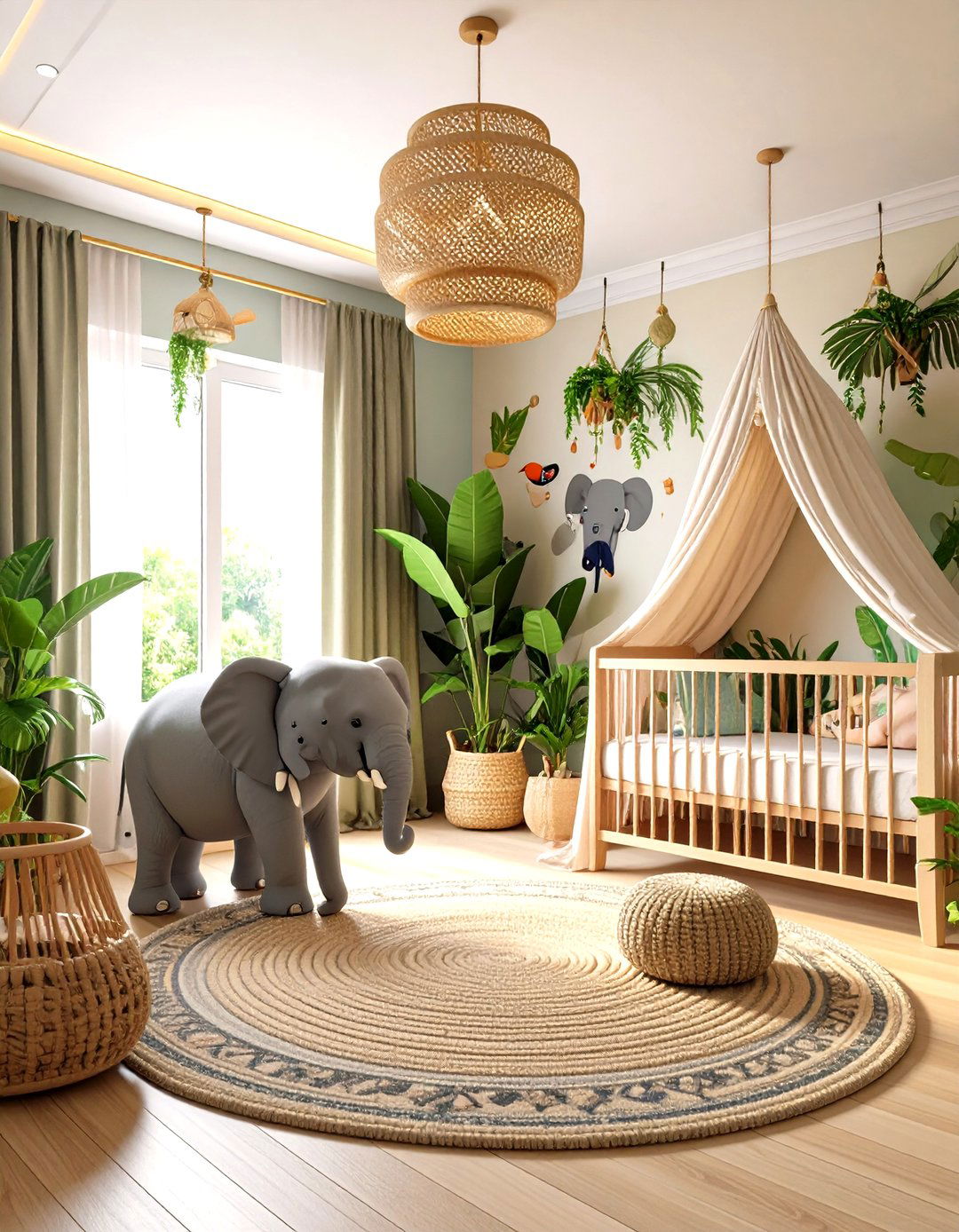 Jungle Botanical Elephant Nursery - 25 elephant nursery ideas