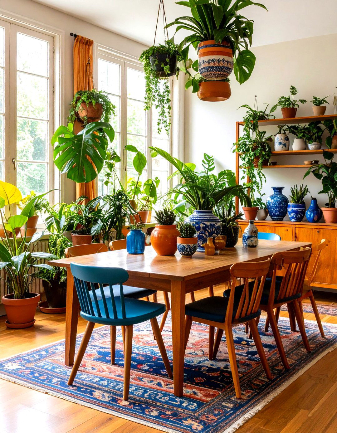 Jungle Greens Turn the Room into an Oasis - 25 70s dining room design ideas
